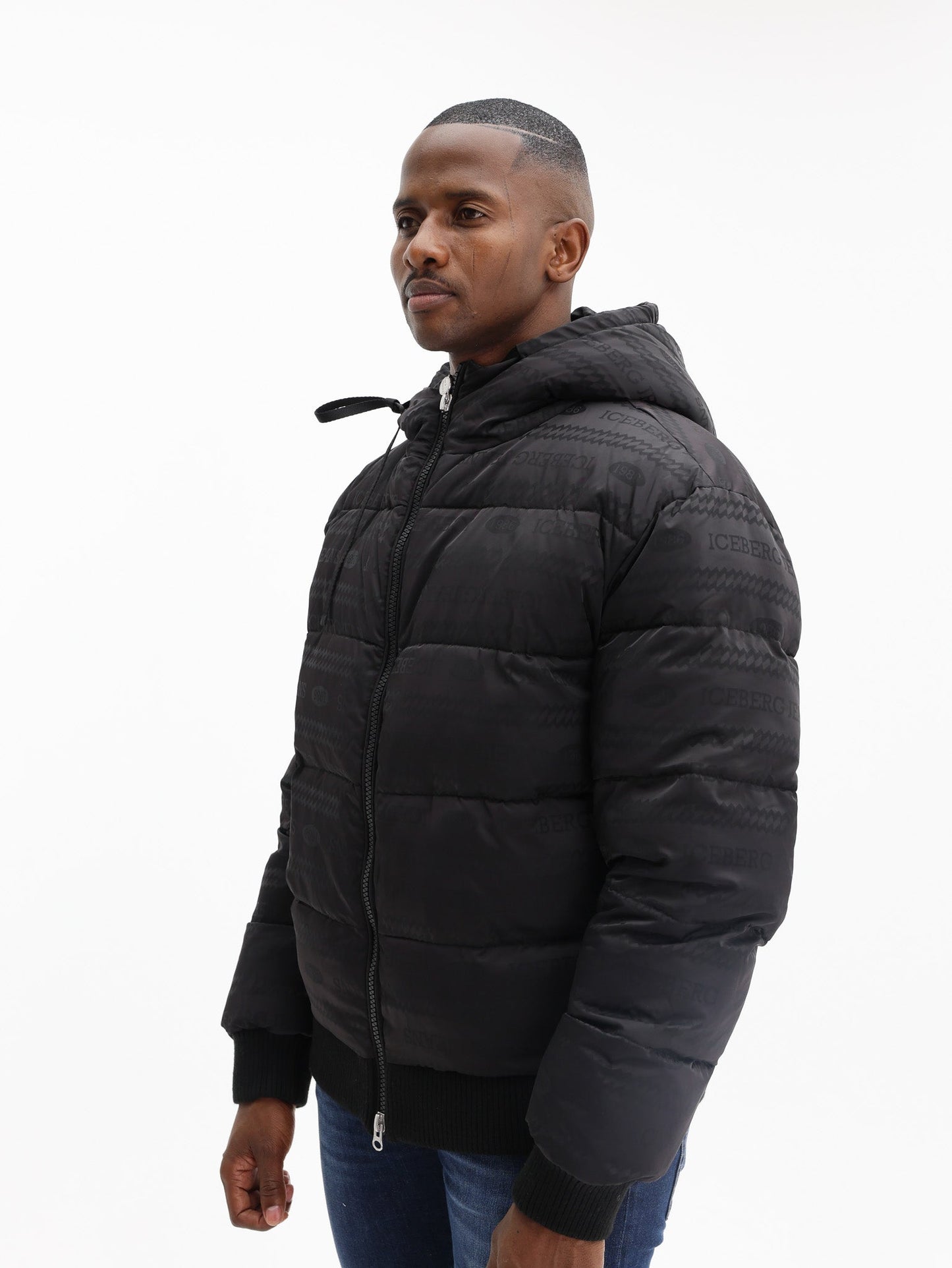 Iceberg Bomber Jacket Jacquard Logo Black
