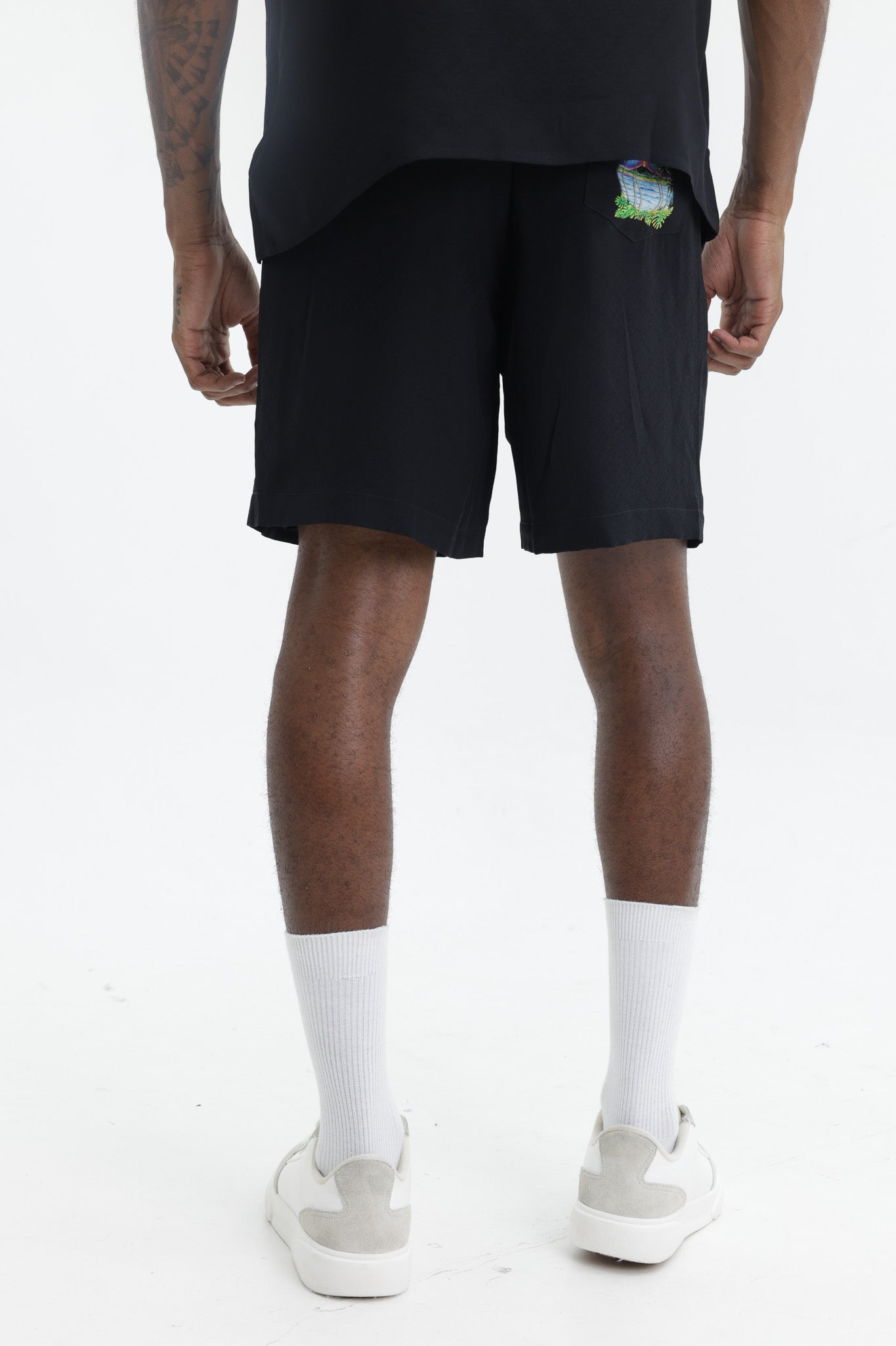 Casablanca Monogram Jacquard Volcano Silk Shorts Black