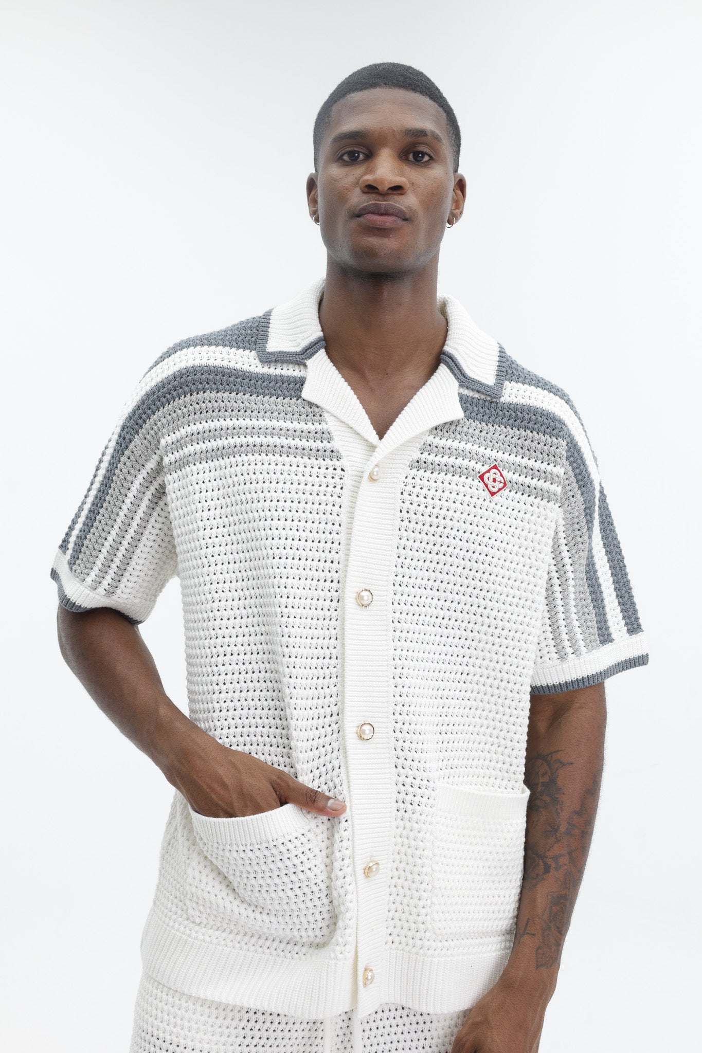 Casablanca Crochet Shirt White/Grey