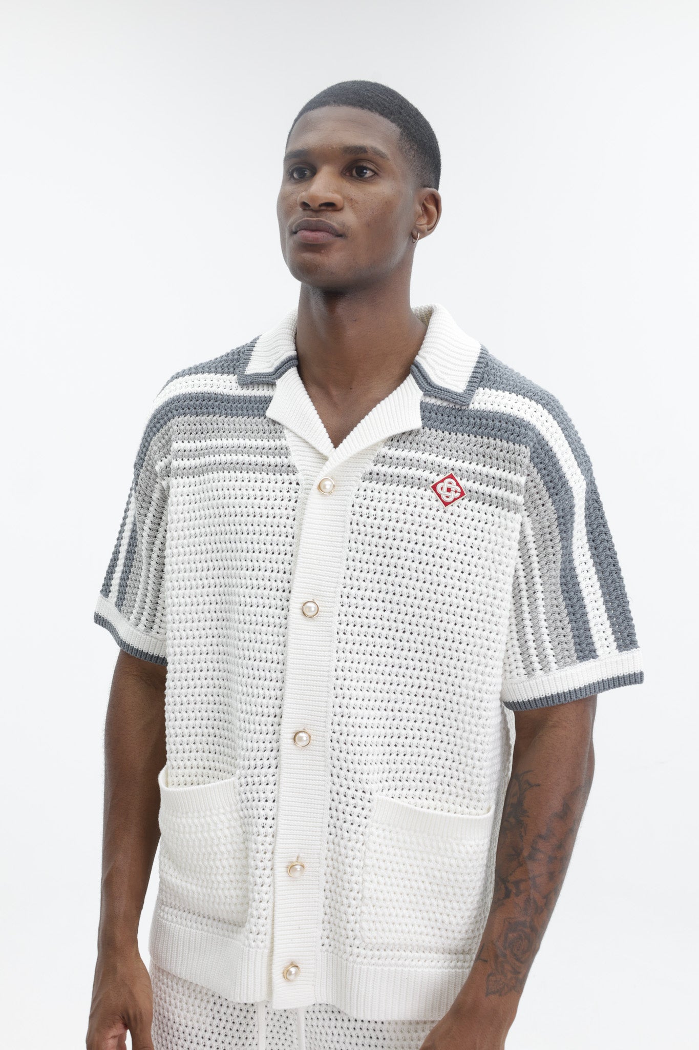 Casablanca Crochet Shirt White/Grey