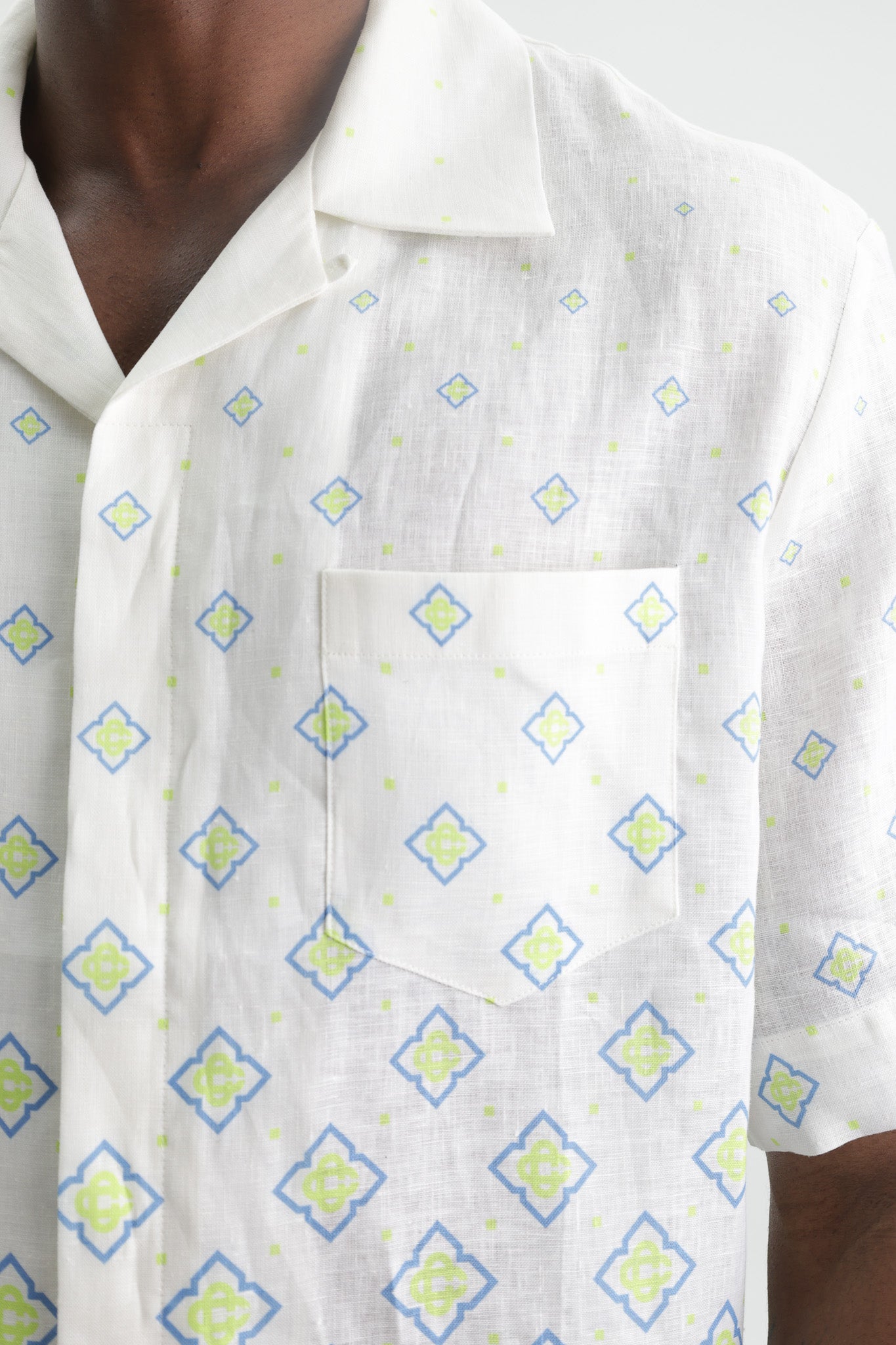 Casablanca Linen Degrade Monogram Short Sleeve Linen Shirt Multi
