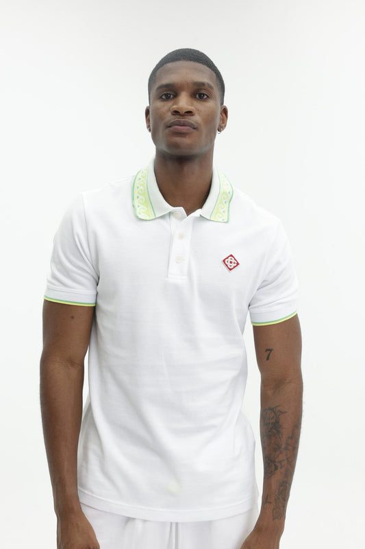 Casablanca Textured Pique Laurel Polo White