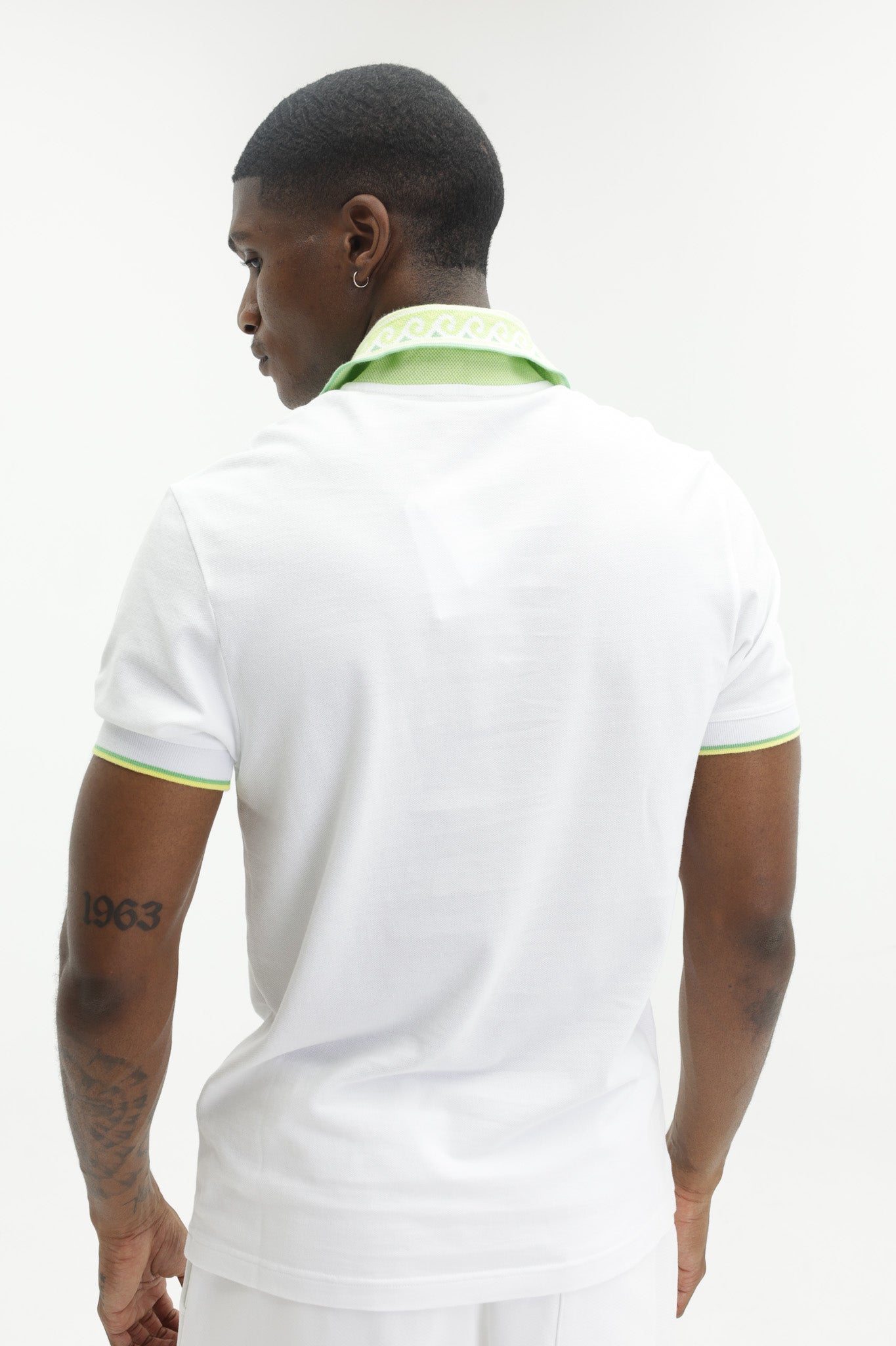 Casablanca Textured Pique Laurel Polo White