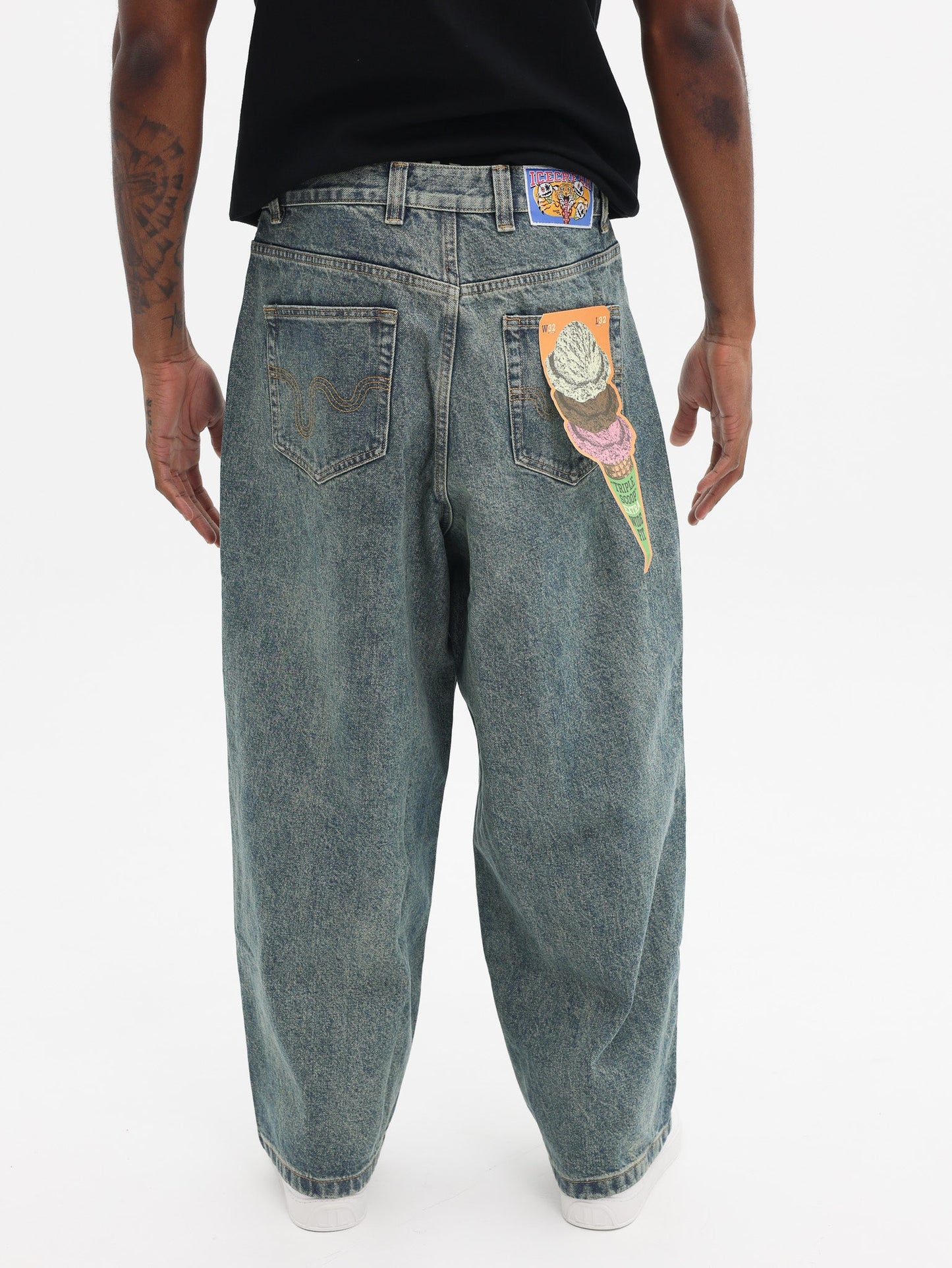 Icecream Running Dog Triple Scoop Denim Pants Vintage Wash