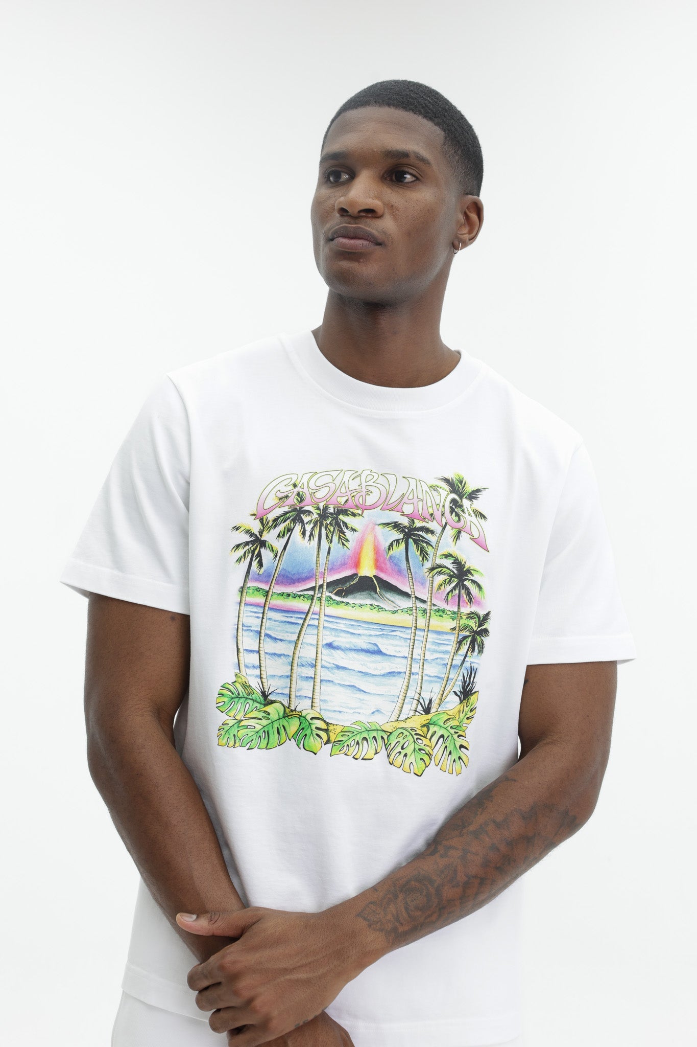 Casablanca Volcano Printed Classic T-Shirt White