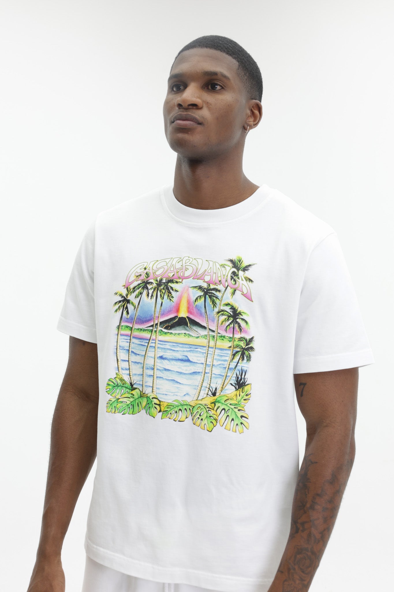 Casablanca Volcano Printed Classic T-Shirt White