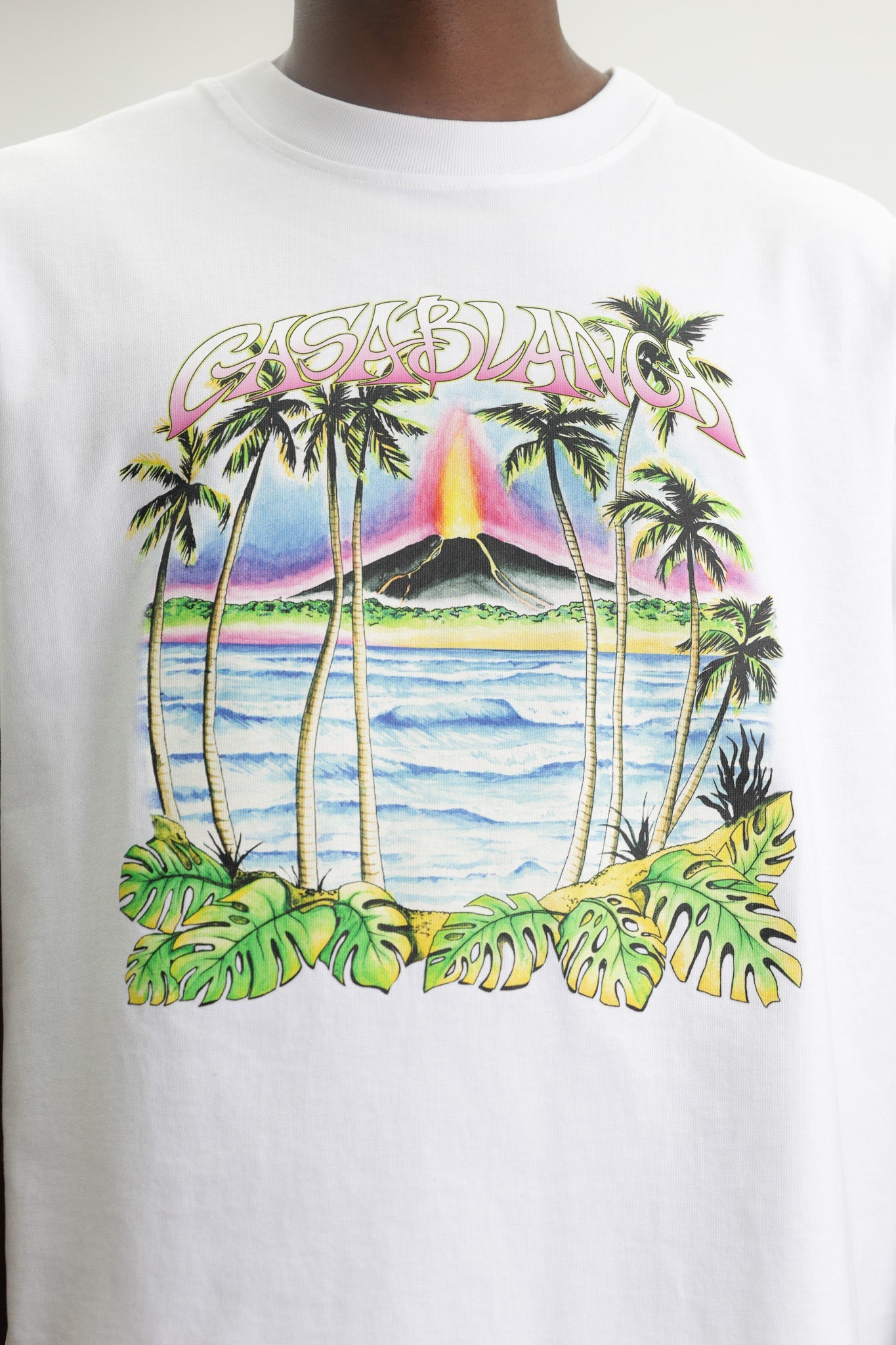Casablanca Volcano Printed Classic T-Shirt White