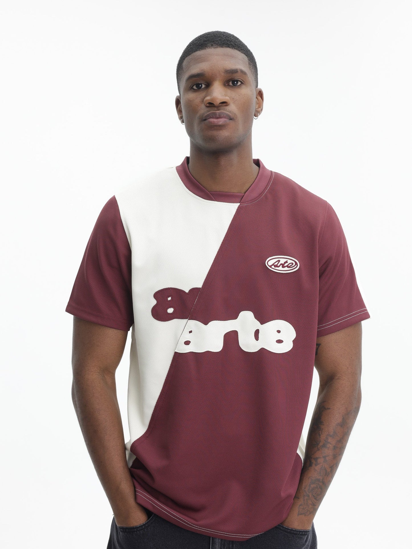 Arte T-Shirt Football Logo Maroon/White