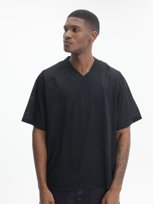 Arte T-Shirt Multi Mesh V-Neck Black