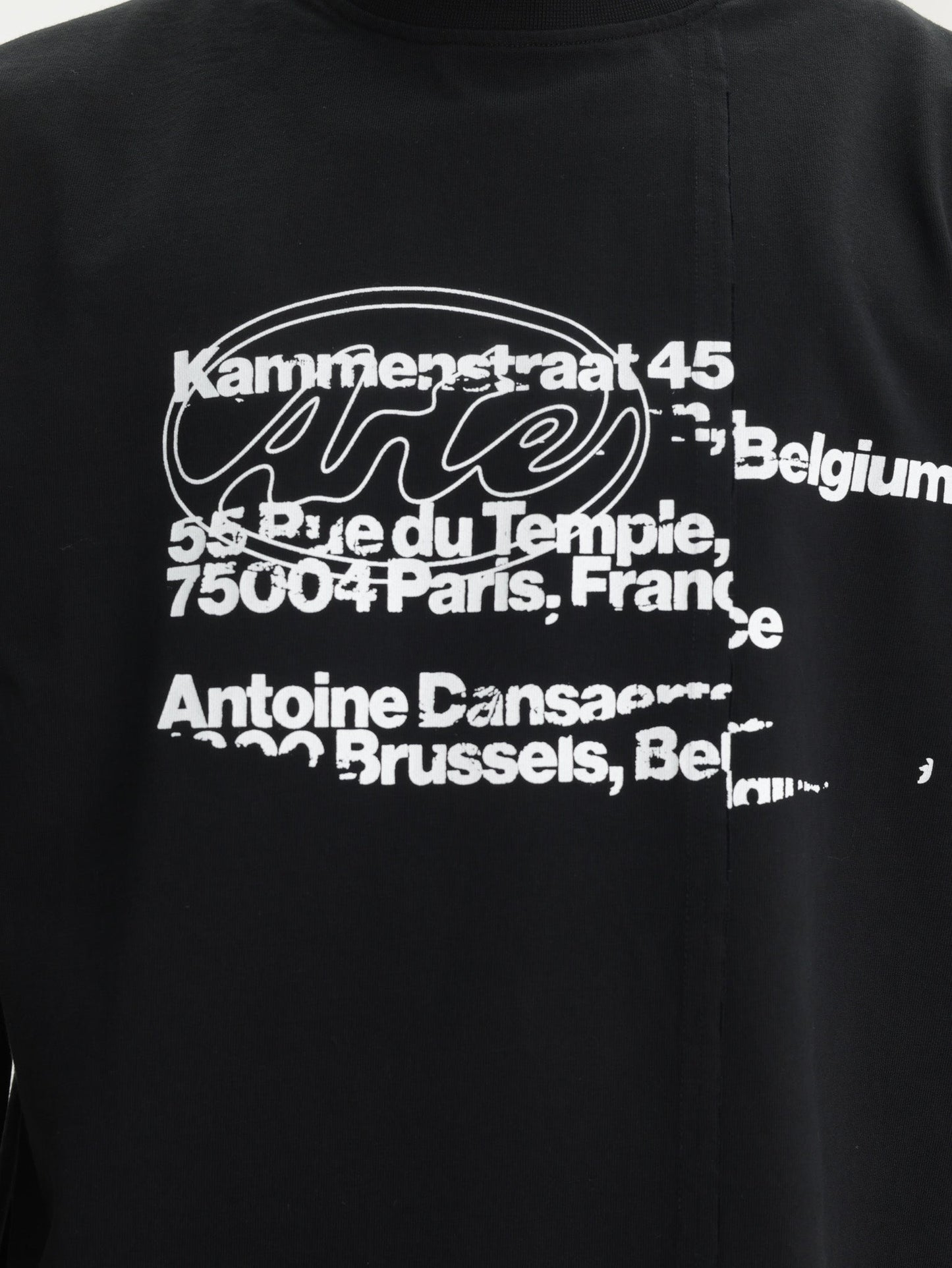 Arte T-Shirt White Address Print Black