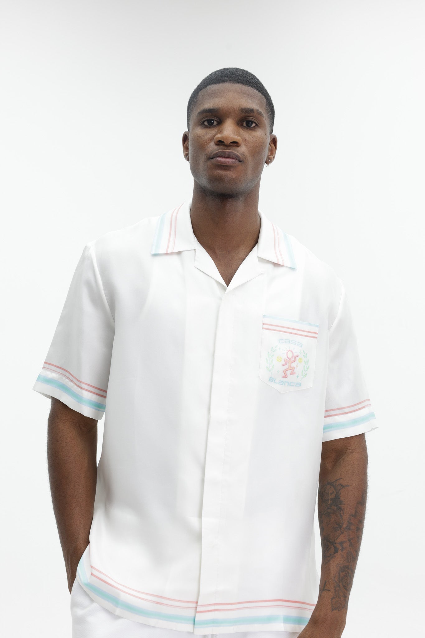 Casablanca Dance Joy Cuban Collar Ss Shirt White