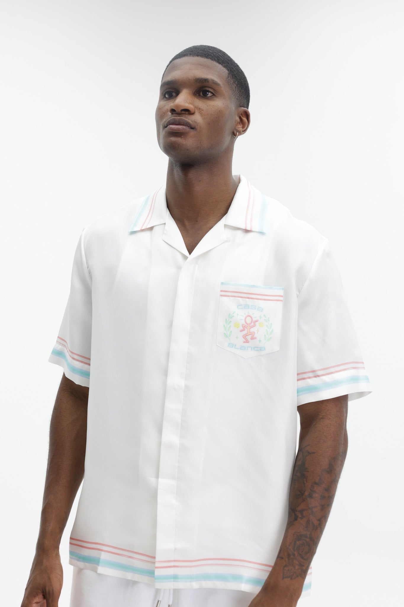 Casablanca Dance Joy Cuban Collar Ss Shirt White