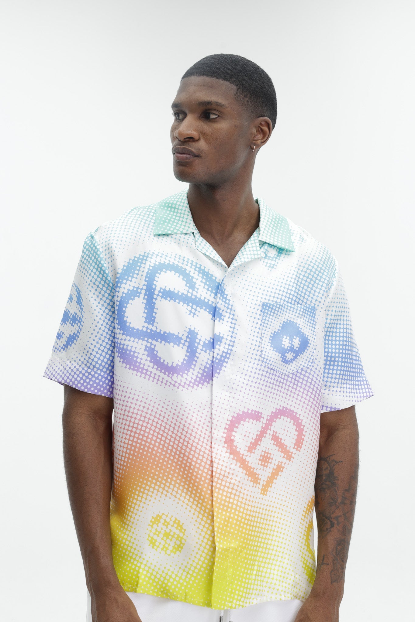 Casablanca Halftone Logo Cuban Collar Ss Shirt Multi