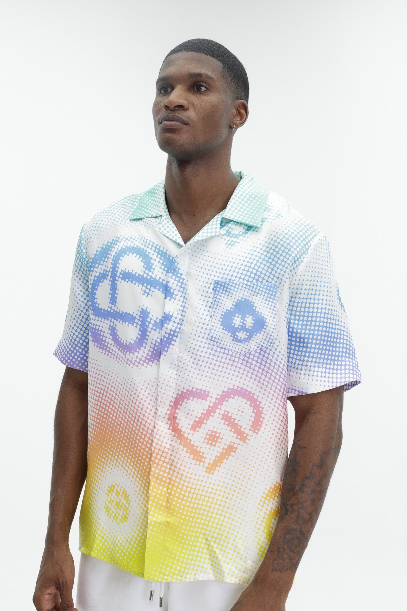 Casablanca Halftone Logo Cuban Collar Ss Shirt Multi