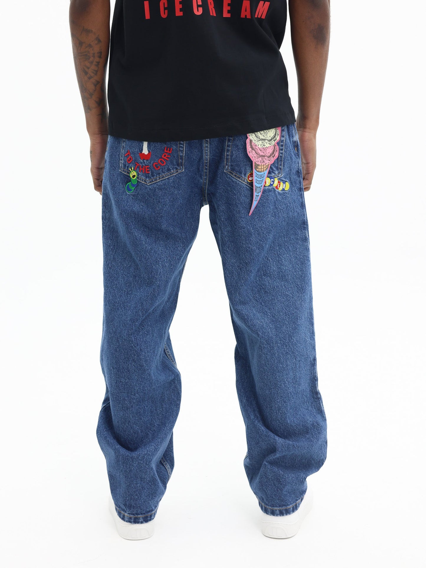 Icecream Double Scoop Apple Denim Pants Mid Wash Blue