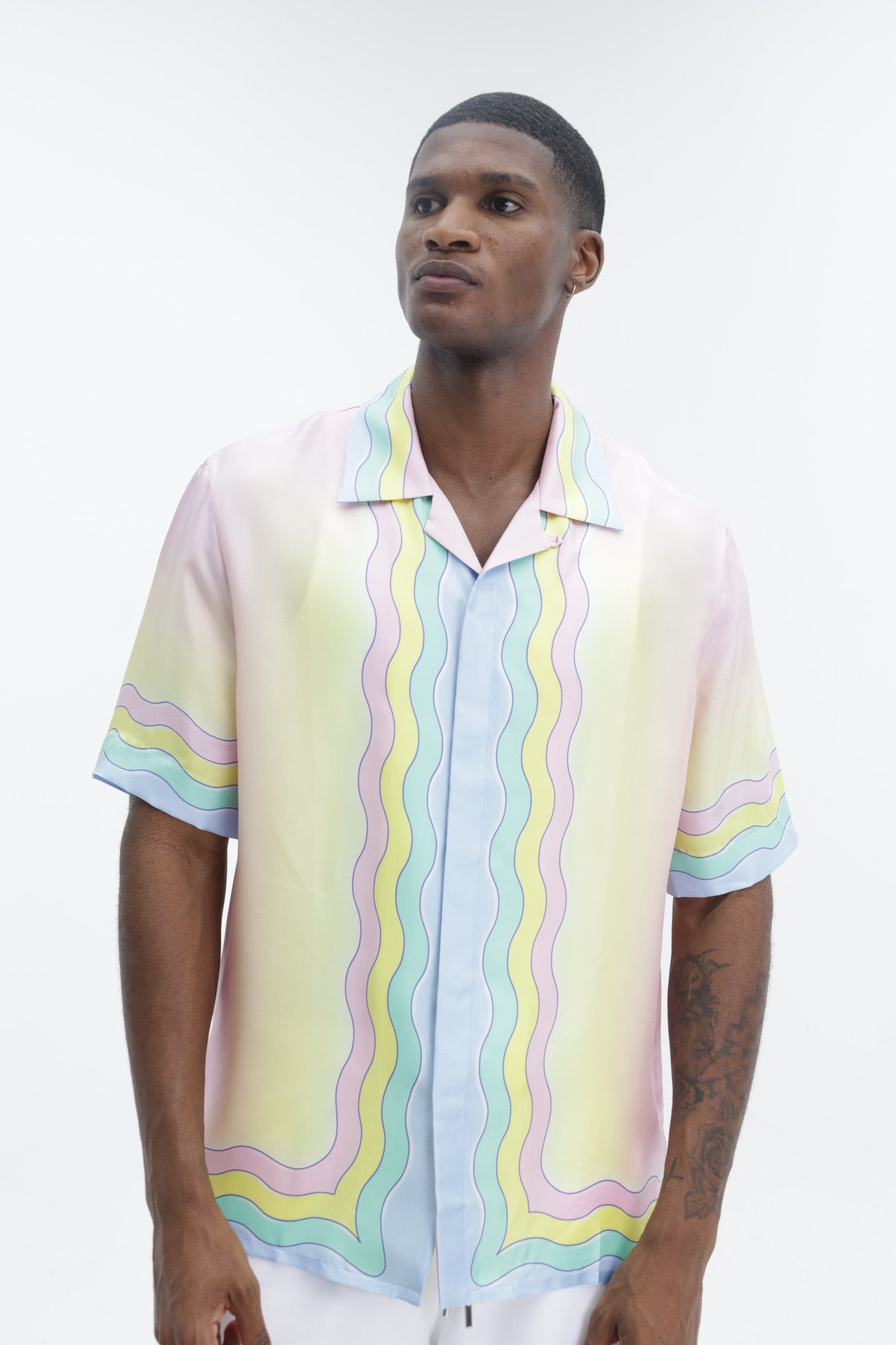 Casablanca For The Love Of Dance Cuban Collar Ss Shirt Multi
