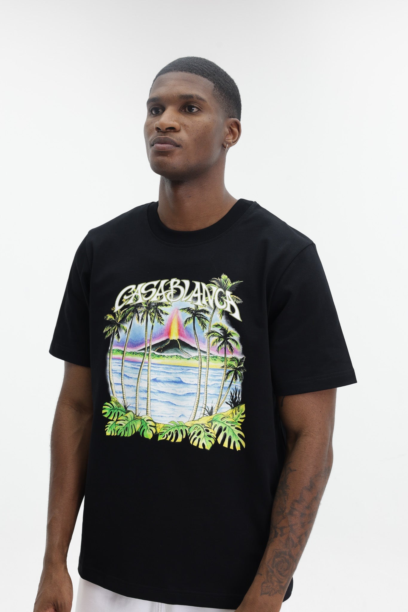Casablanca Volcano Printed Classic T-Shirt Black