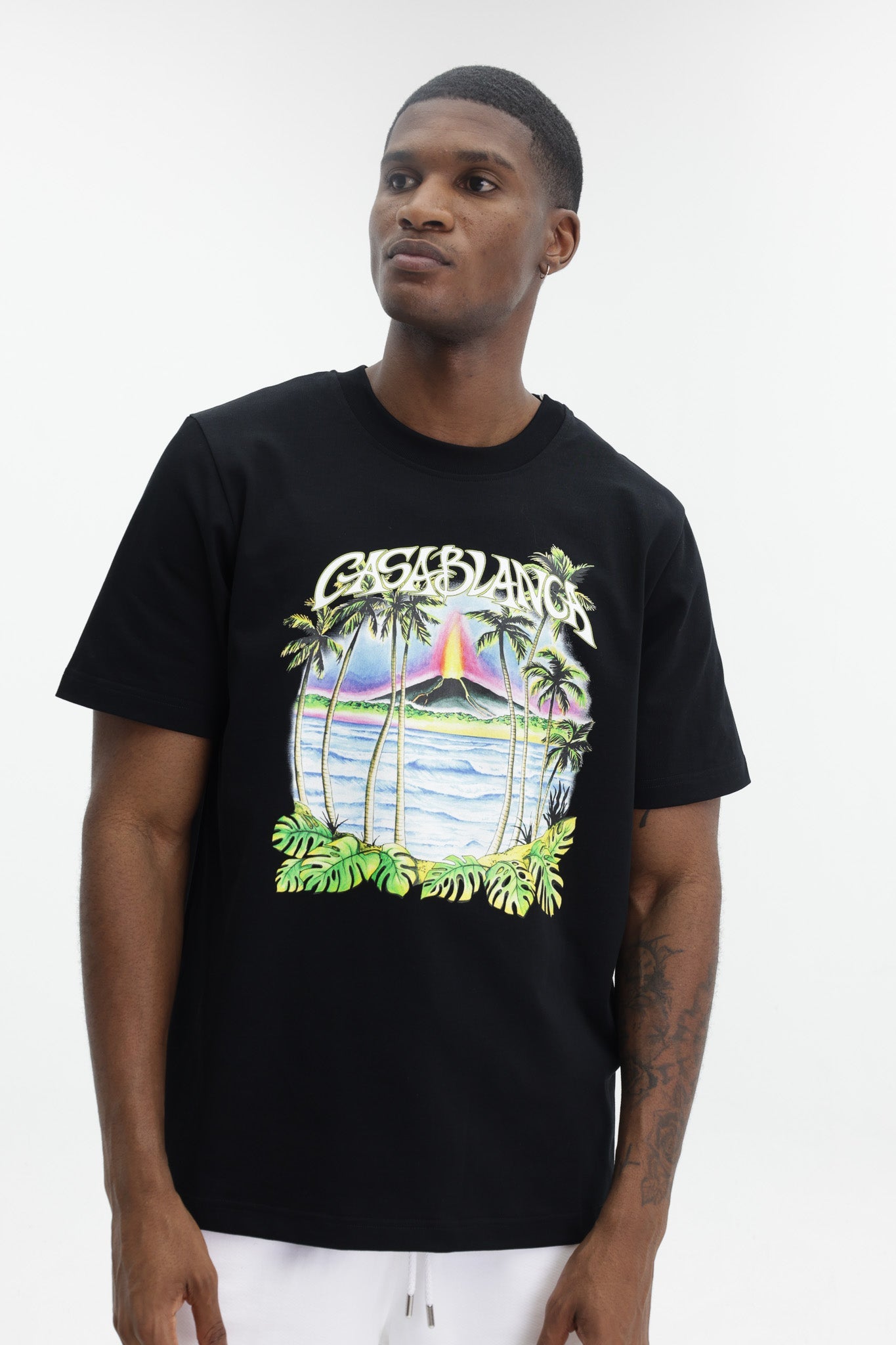 Casablanca Volcano Printed Classic T-Shirt Black