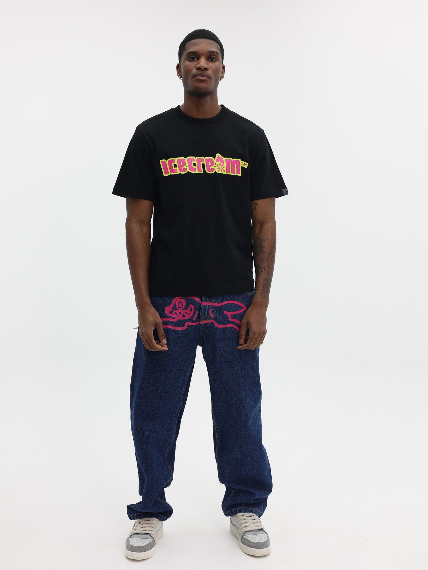 Icecream Running Dog Double Scoop Denim Pants Mid Wash Blue