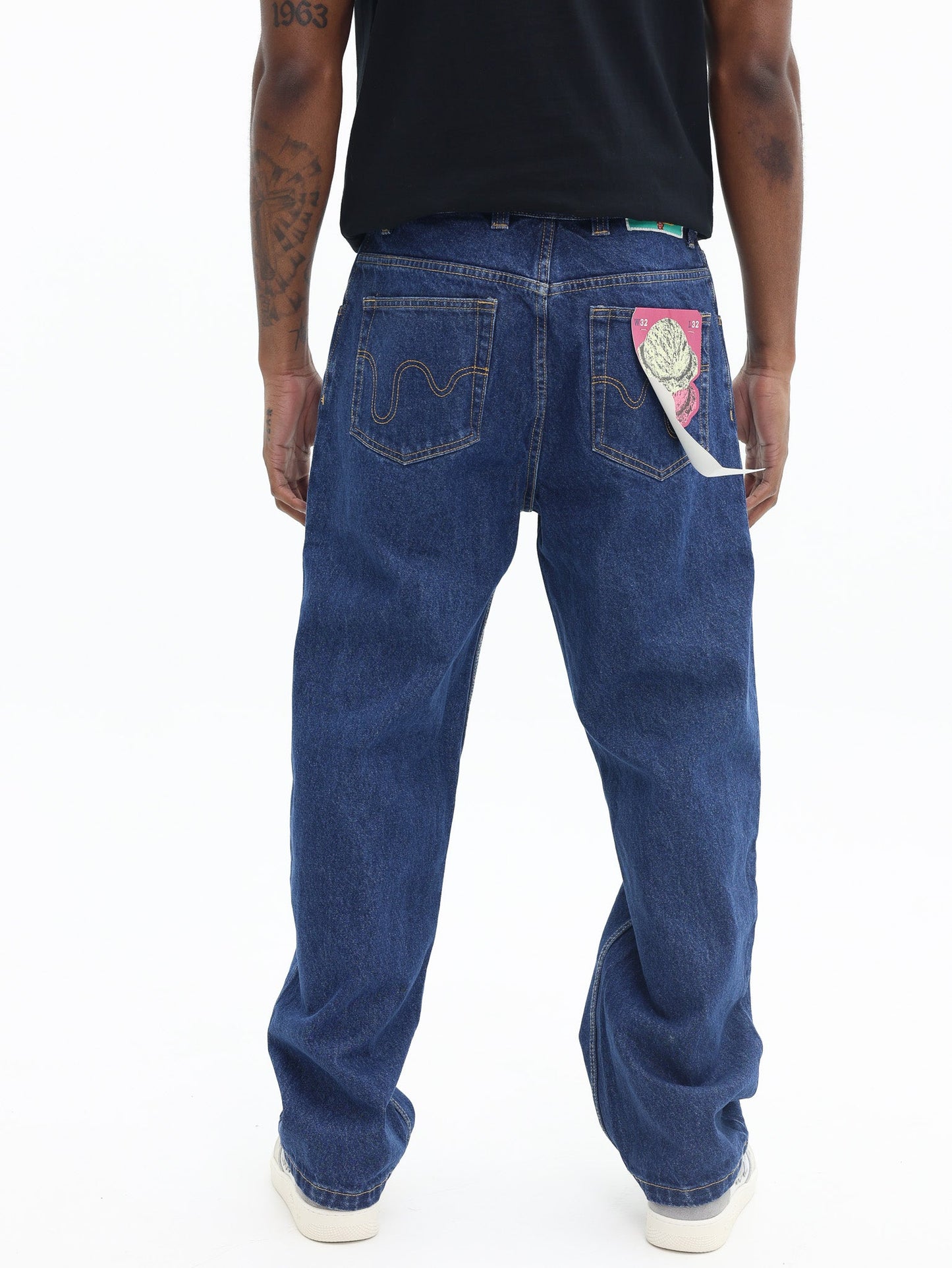 Icecream Running Dog Double Scoop Denim Pants Mid Wash Blue
