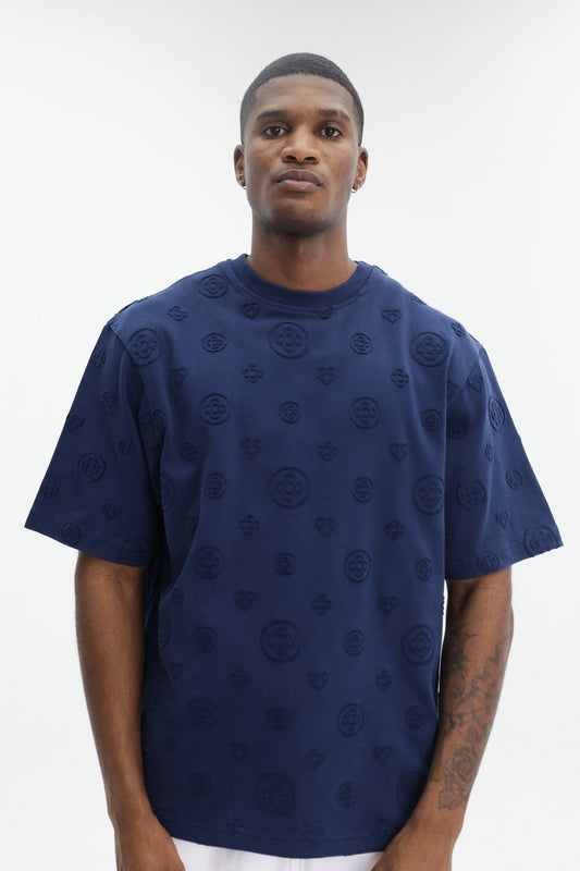 Casablanca Applique Monogram Oversized T-Shirt Navy