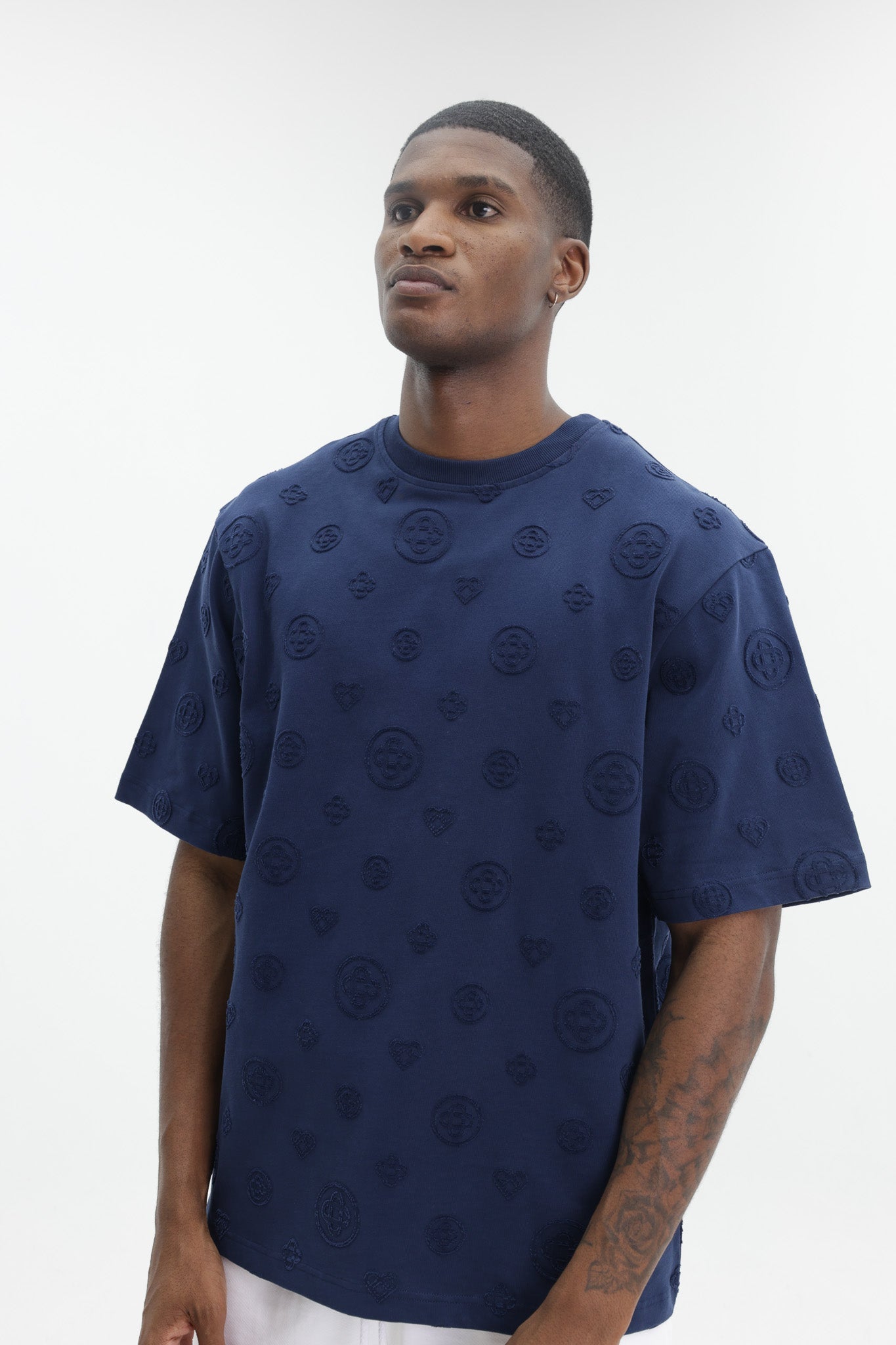 Casablanca Applique Monogram Oversized T-Shirt Navy