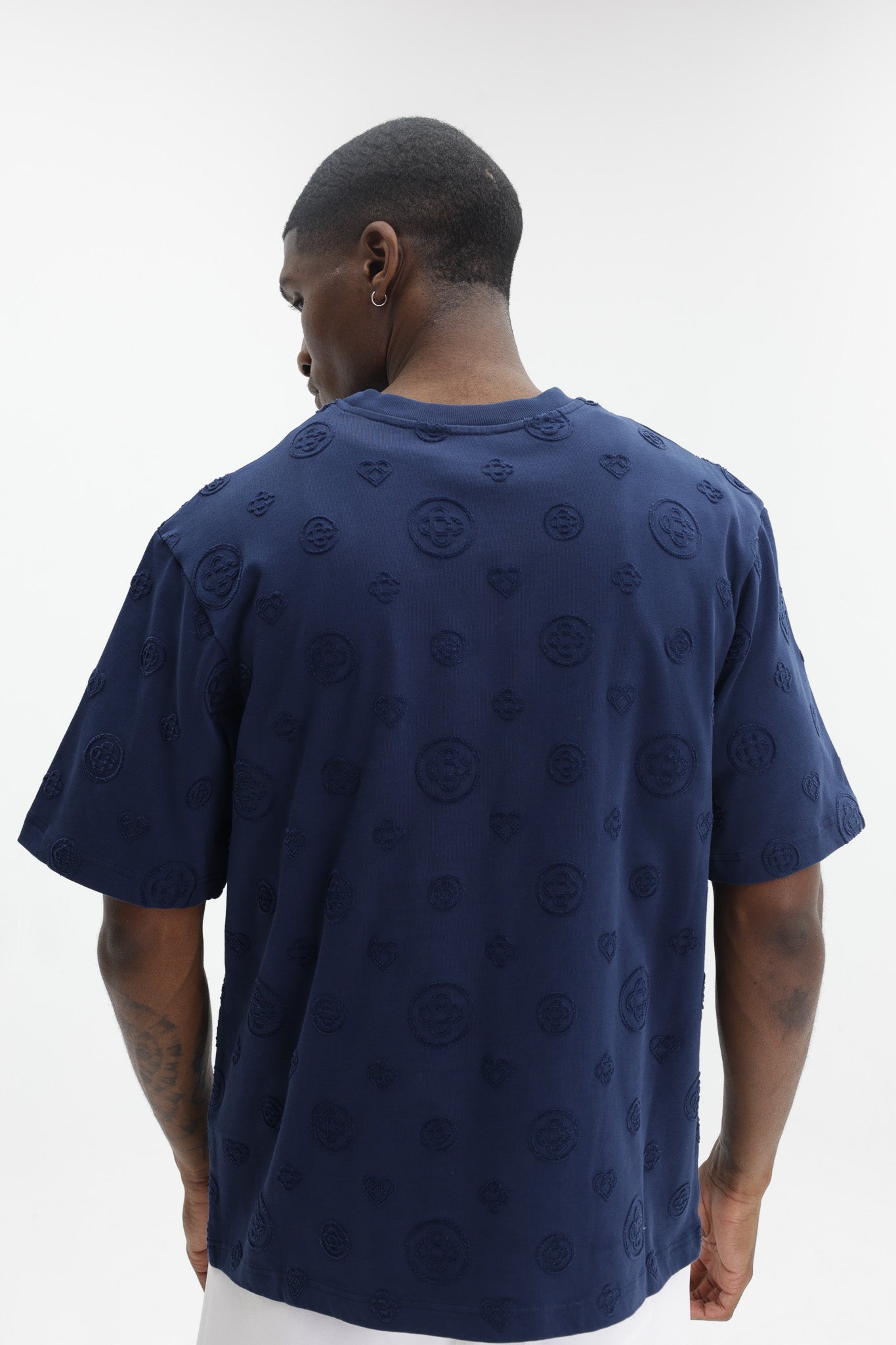 Casablanca Applique Monogram Oversized T-Shirt Navy