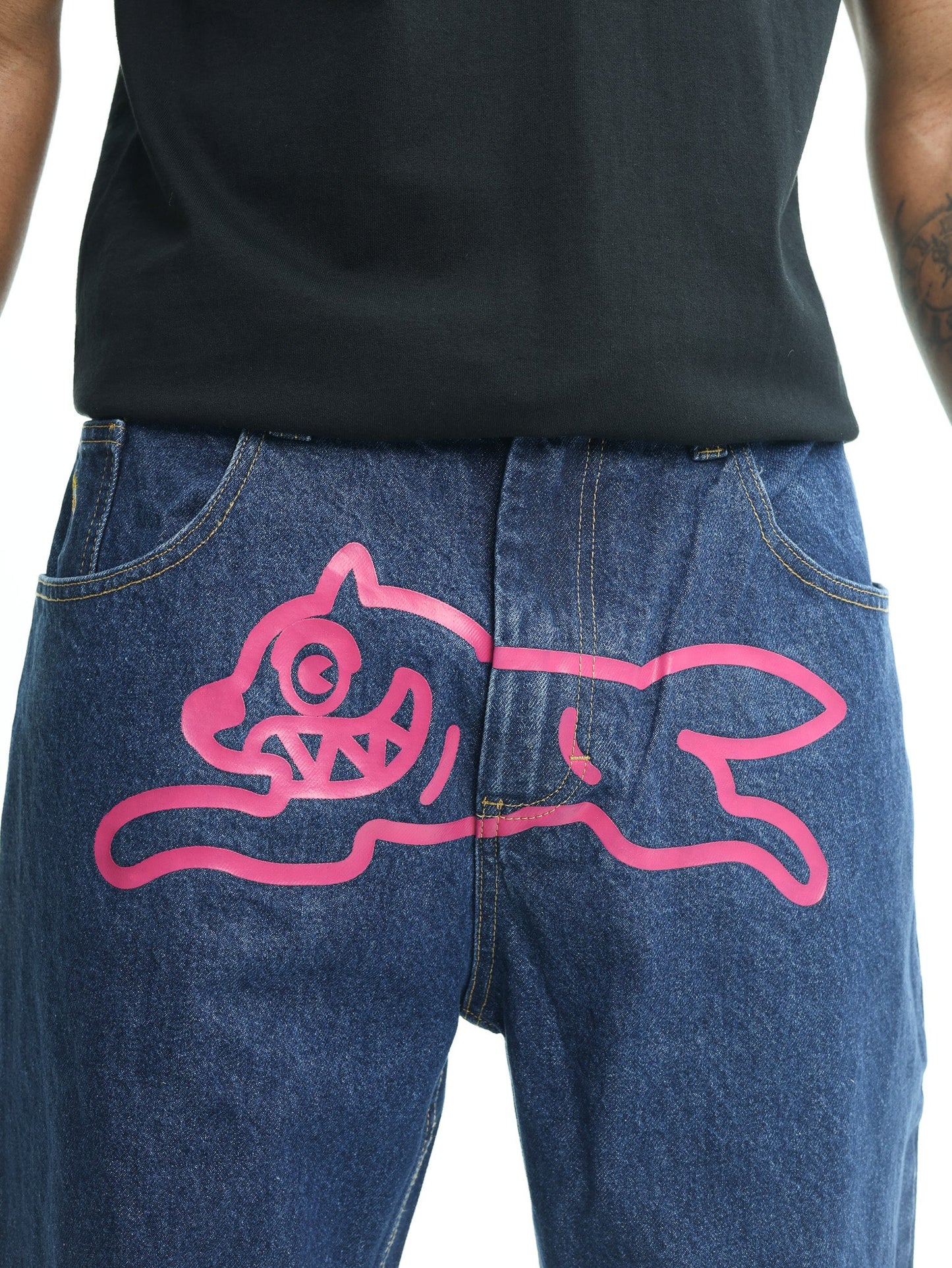 Icecream Running Dog Double Scoop Denim Pants Mid Wash Blue