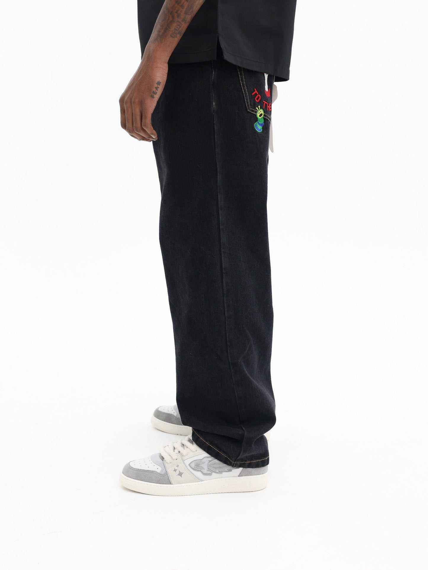 Icecream Double Scoop Apple Denim Pants Black