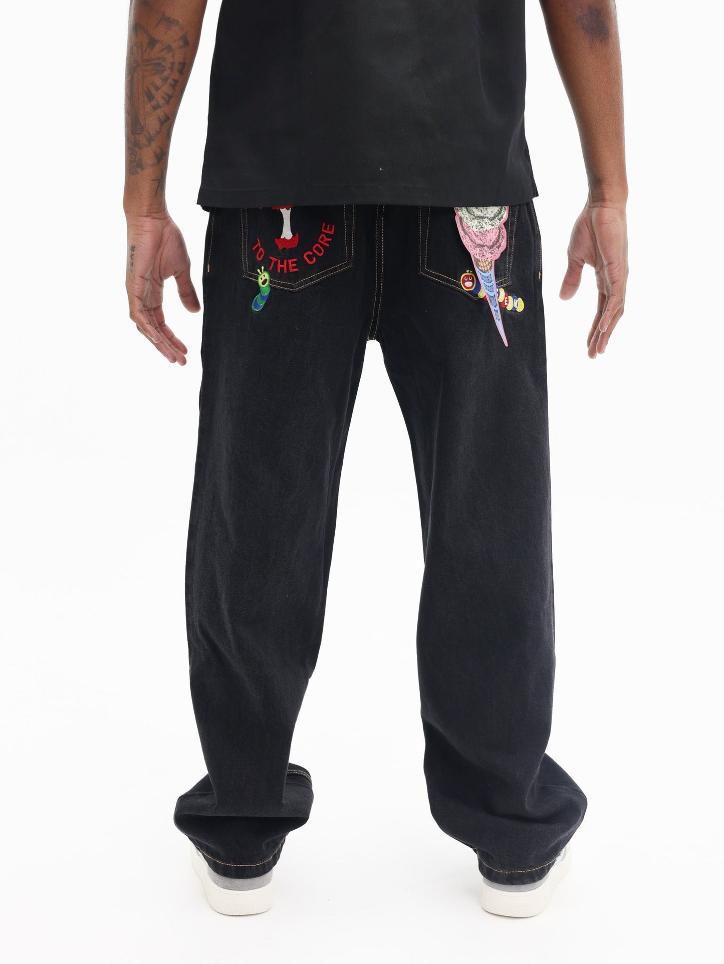 Icecream Double Scoop Apple Denim Pants Black