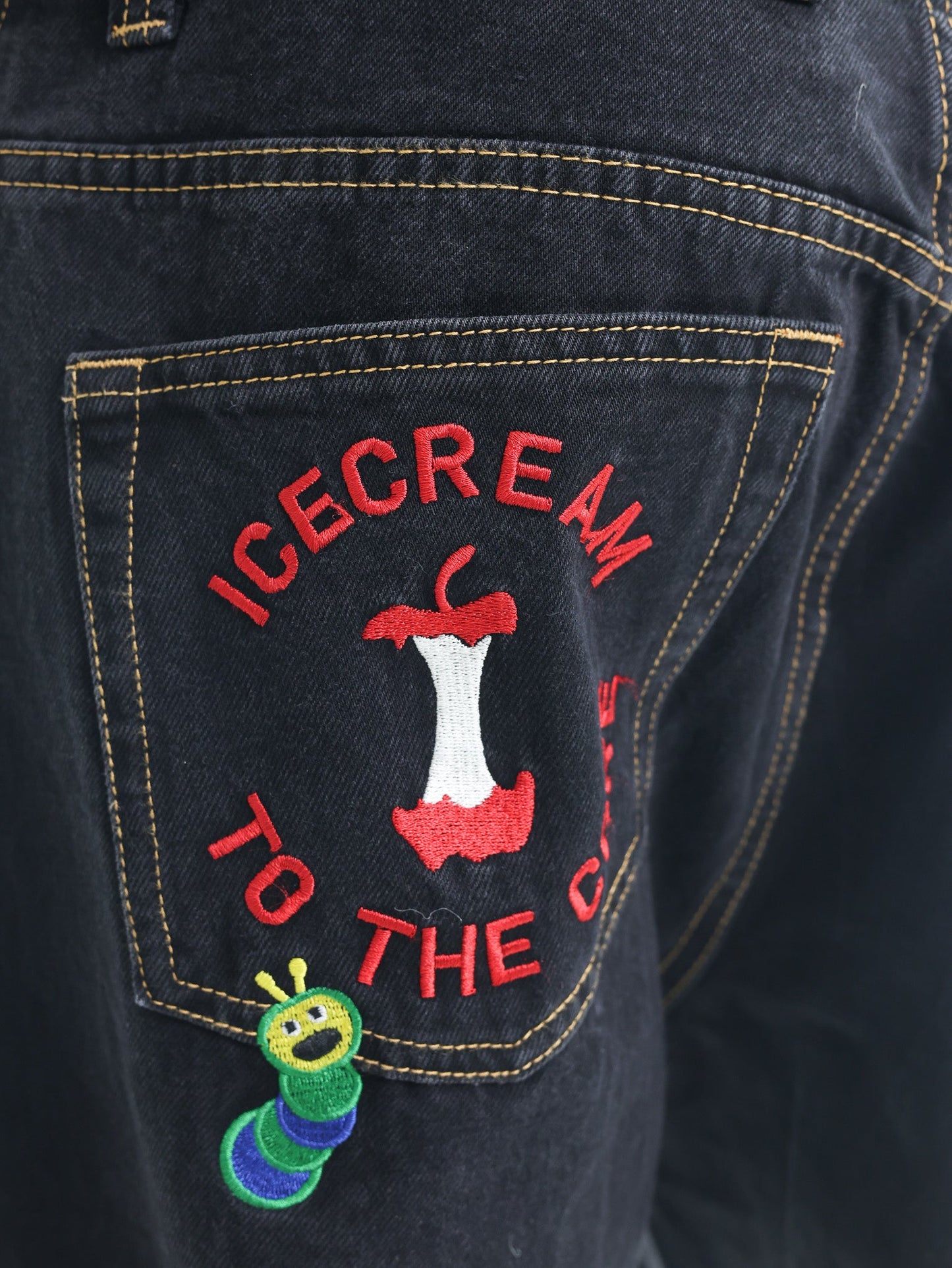 Icecream Double Scoop Apple Denim Pants Black