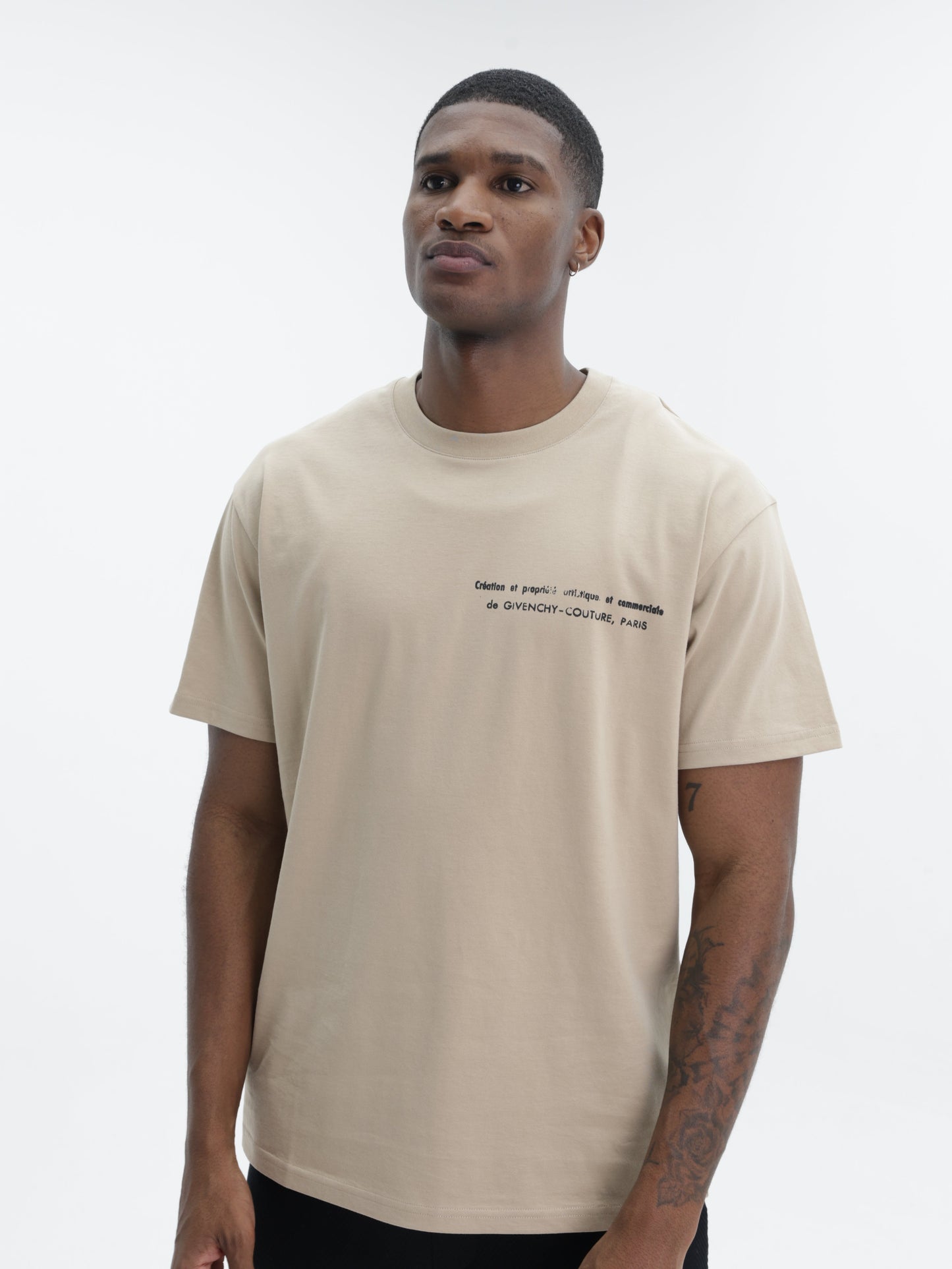 Givenchy T-Shirt Black Print Chest Crew Beige