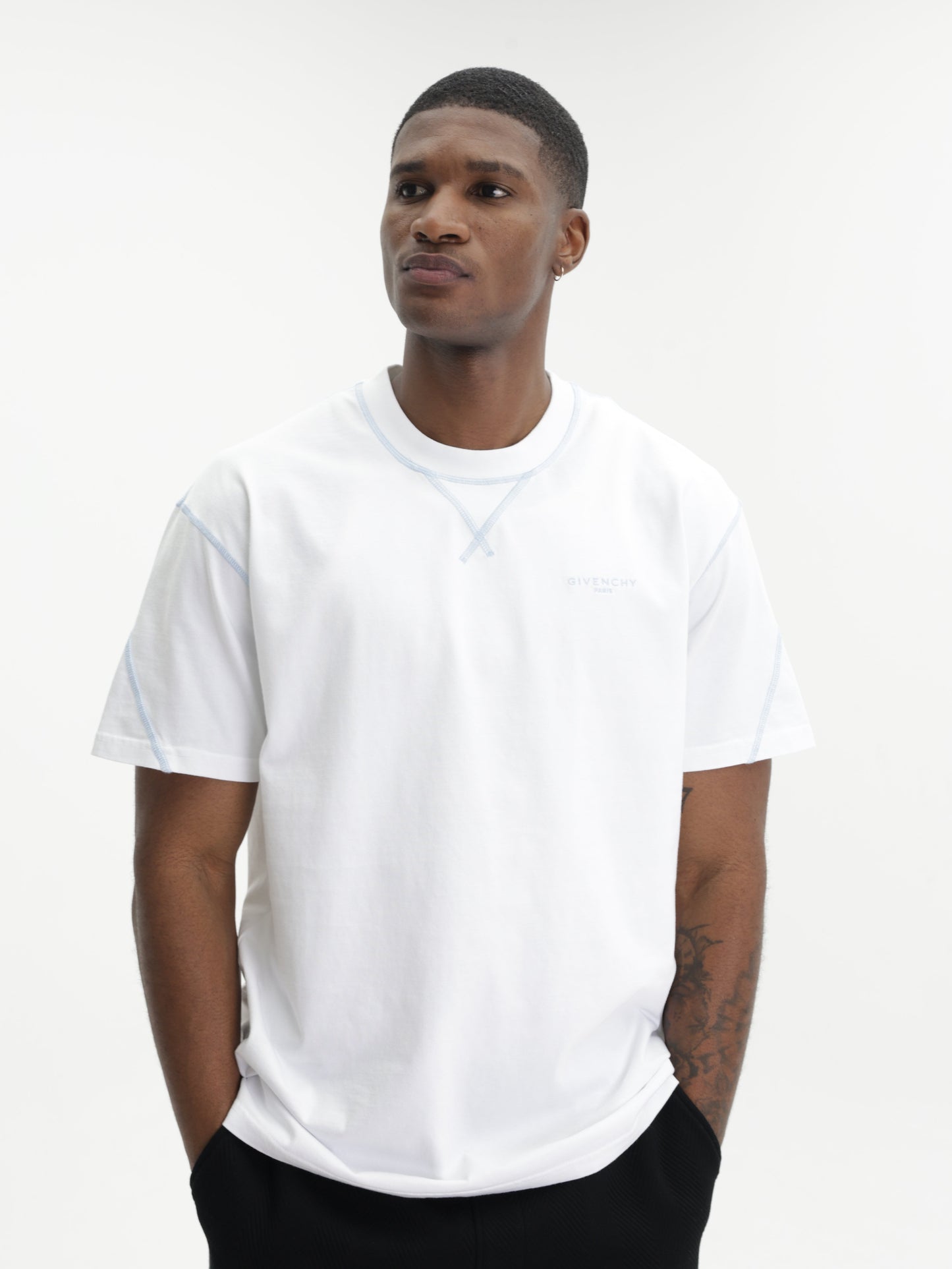 Givenchy T-Shirt V Embroided Neckline White