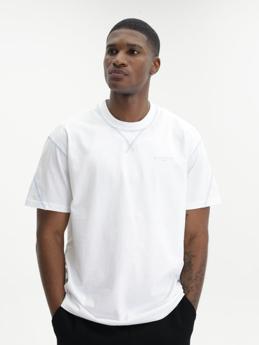 Givenchy T-Shirt V Embroided Neckline White