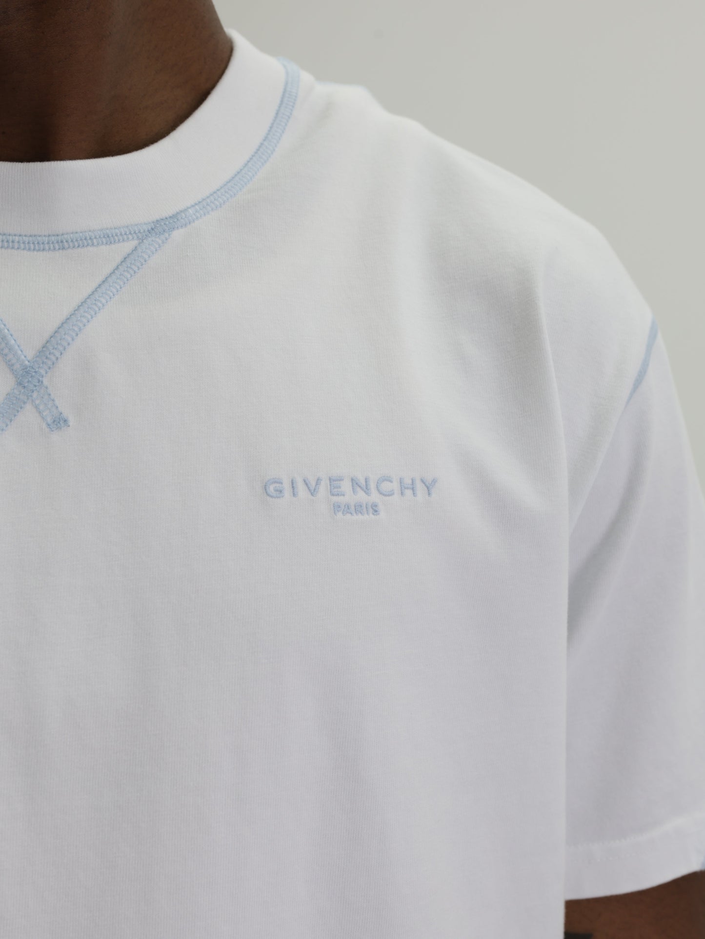 Givenchy T-Shirt V Embroided Neckline White