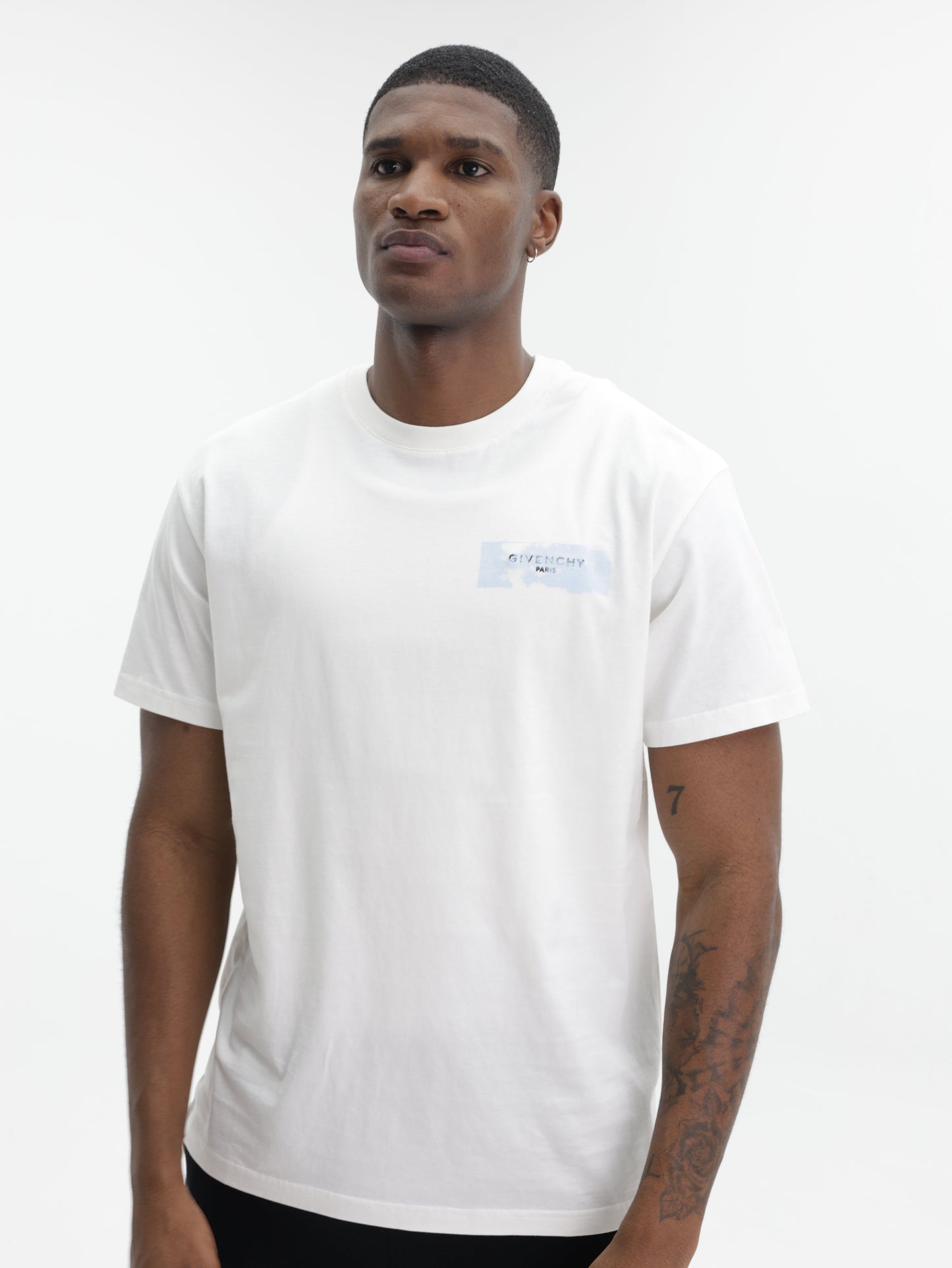Givenchy T-Shirt Blue Logo Print White/Light Blue