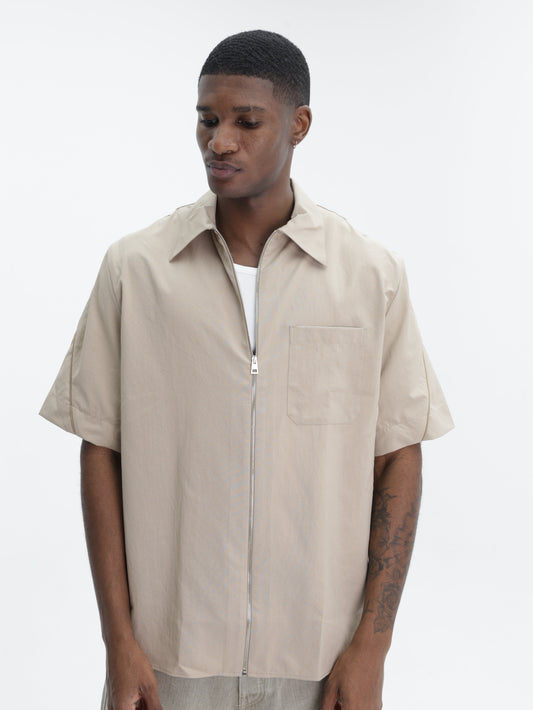 Givenchy Shirt Zip-up Short-Sleeve Beige