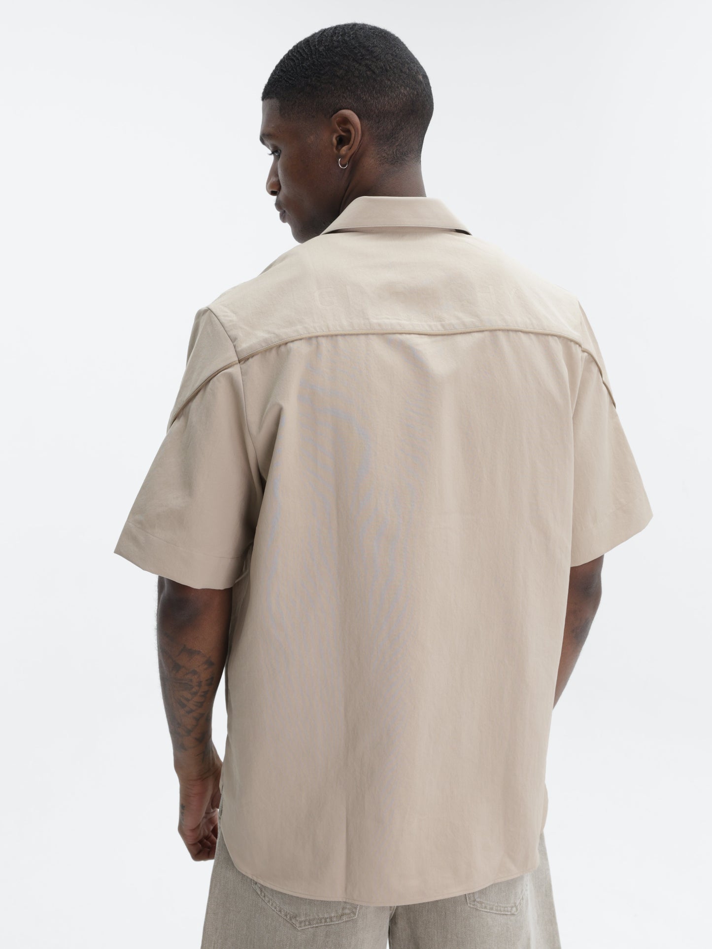 Givenchy Shirt Zip-up Short-Sleeve Beige