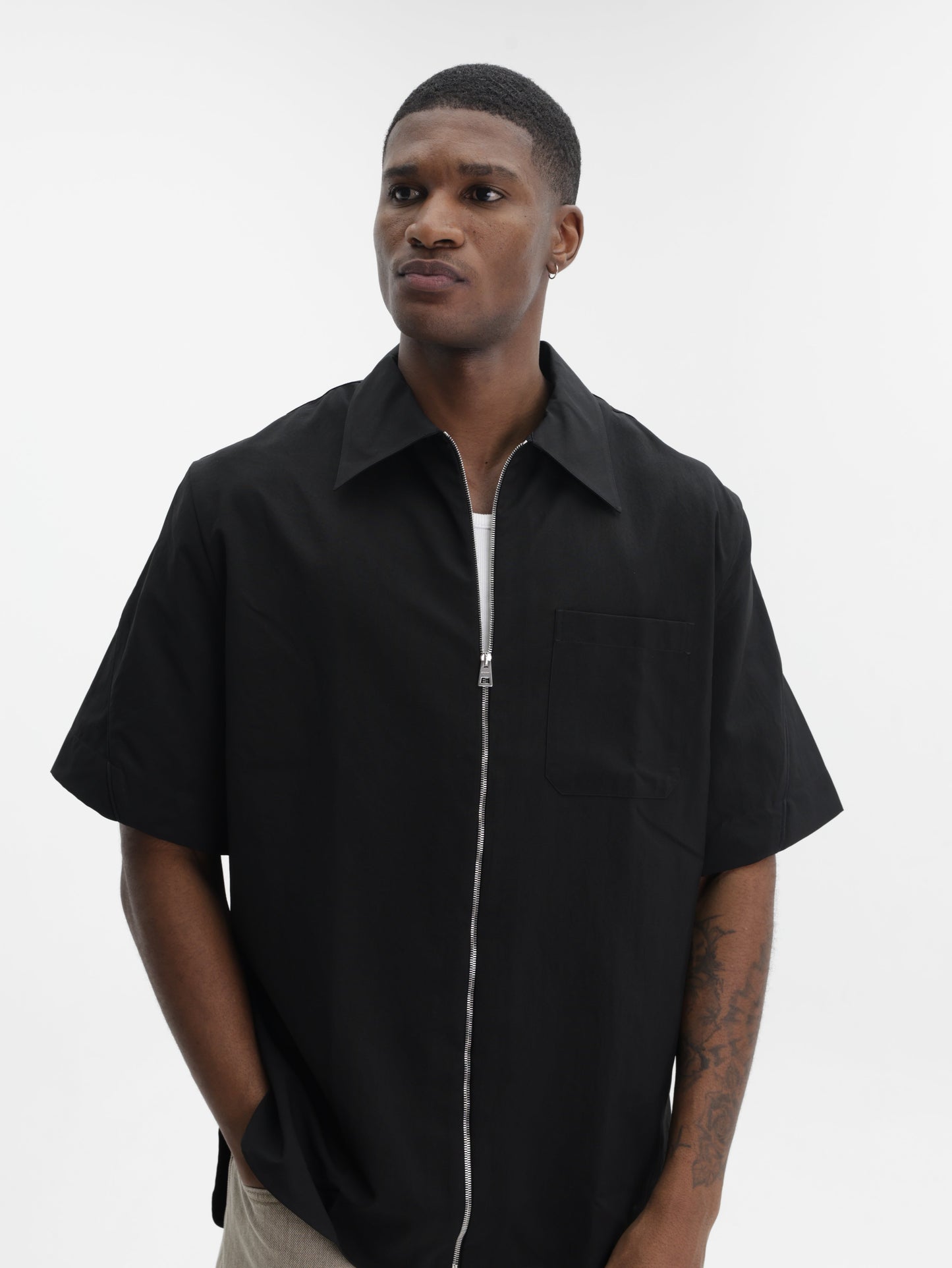 Givenchy Shirt Zip-up Short-Sleeve Black
