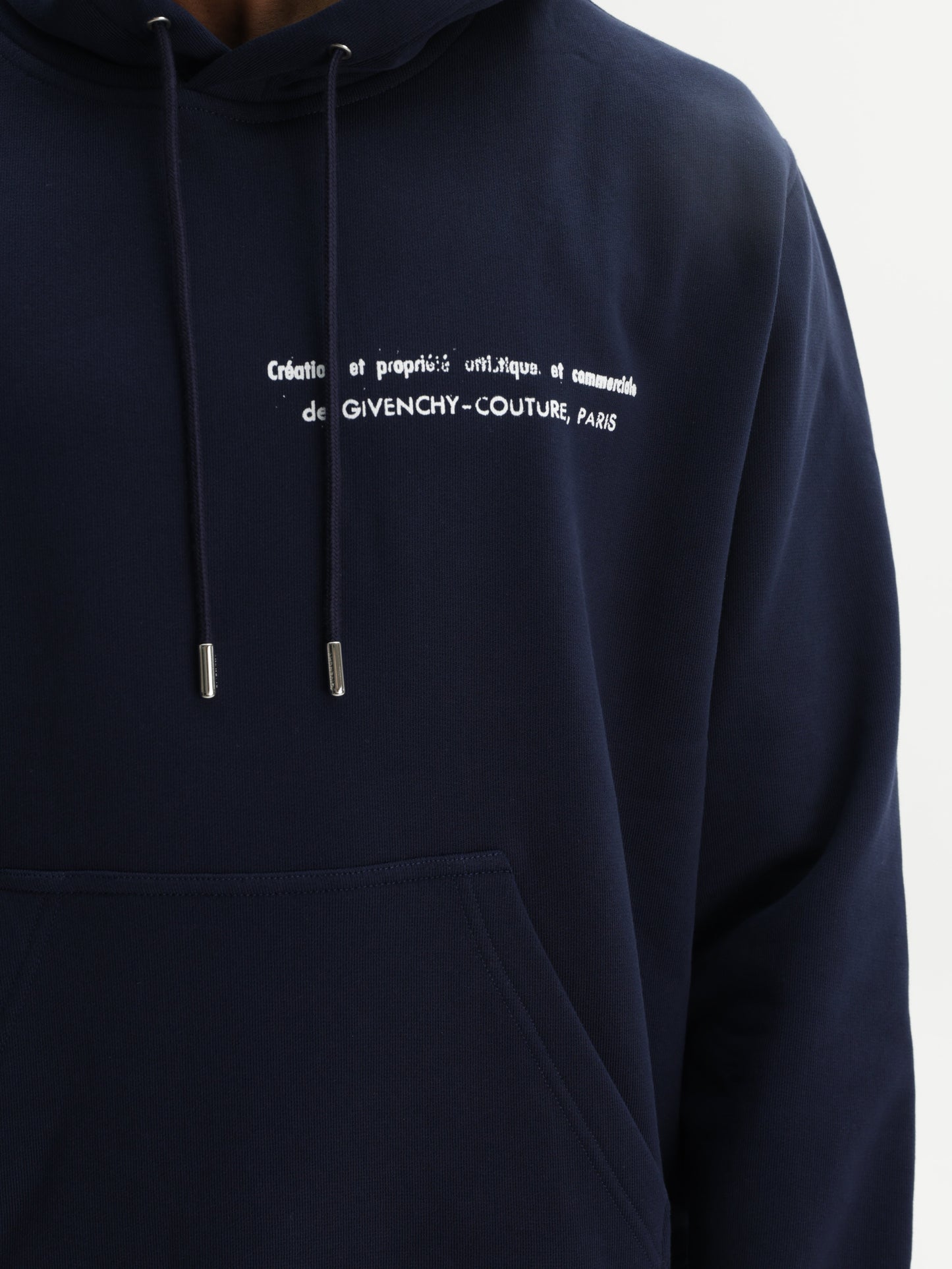 Givenchy Hoodie White Print Left Chest Night Blue