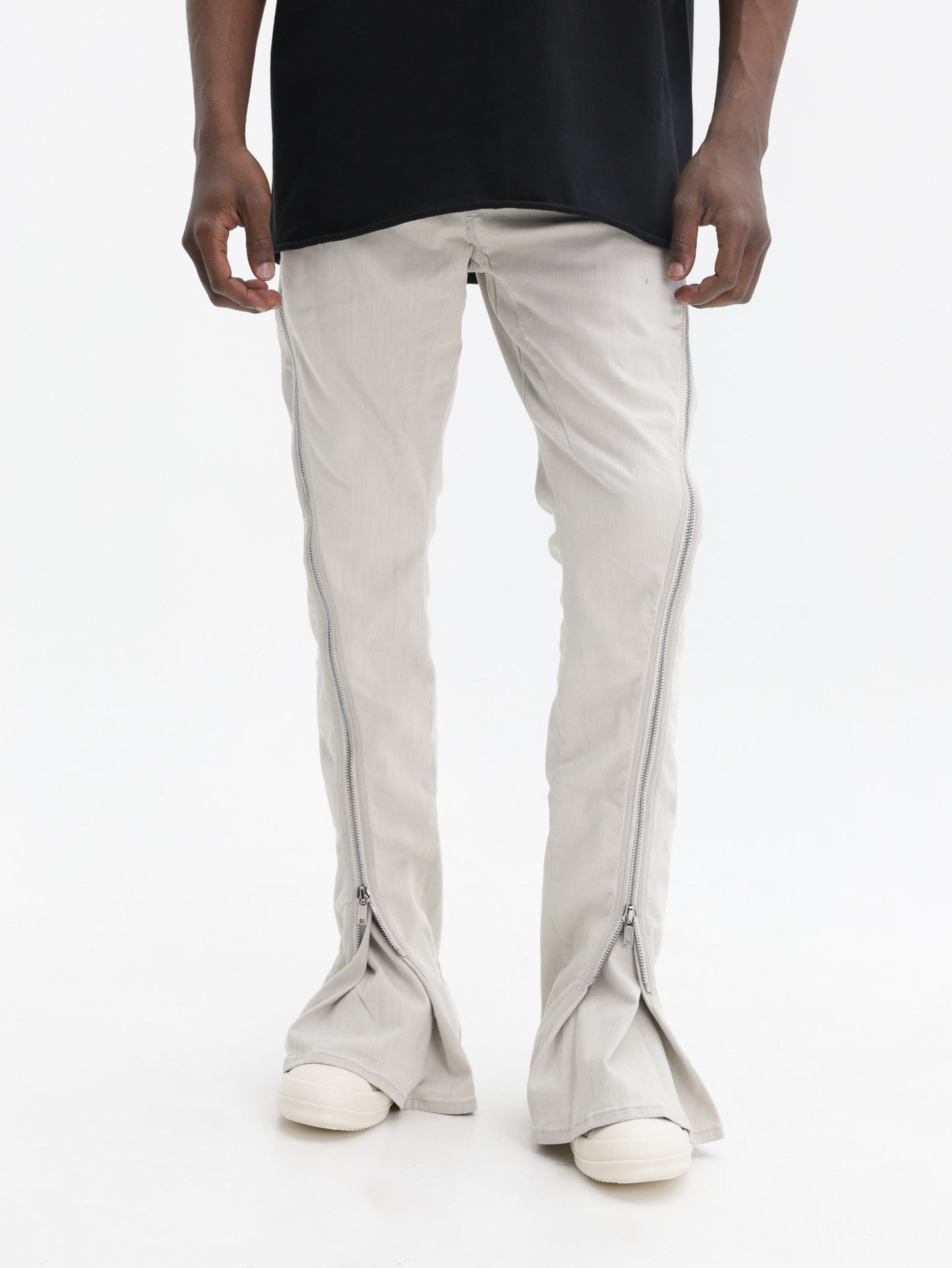 Rick Owens Pants Zipped Pockets Light Grey