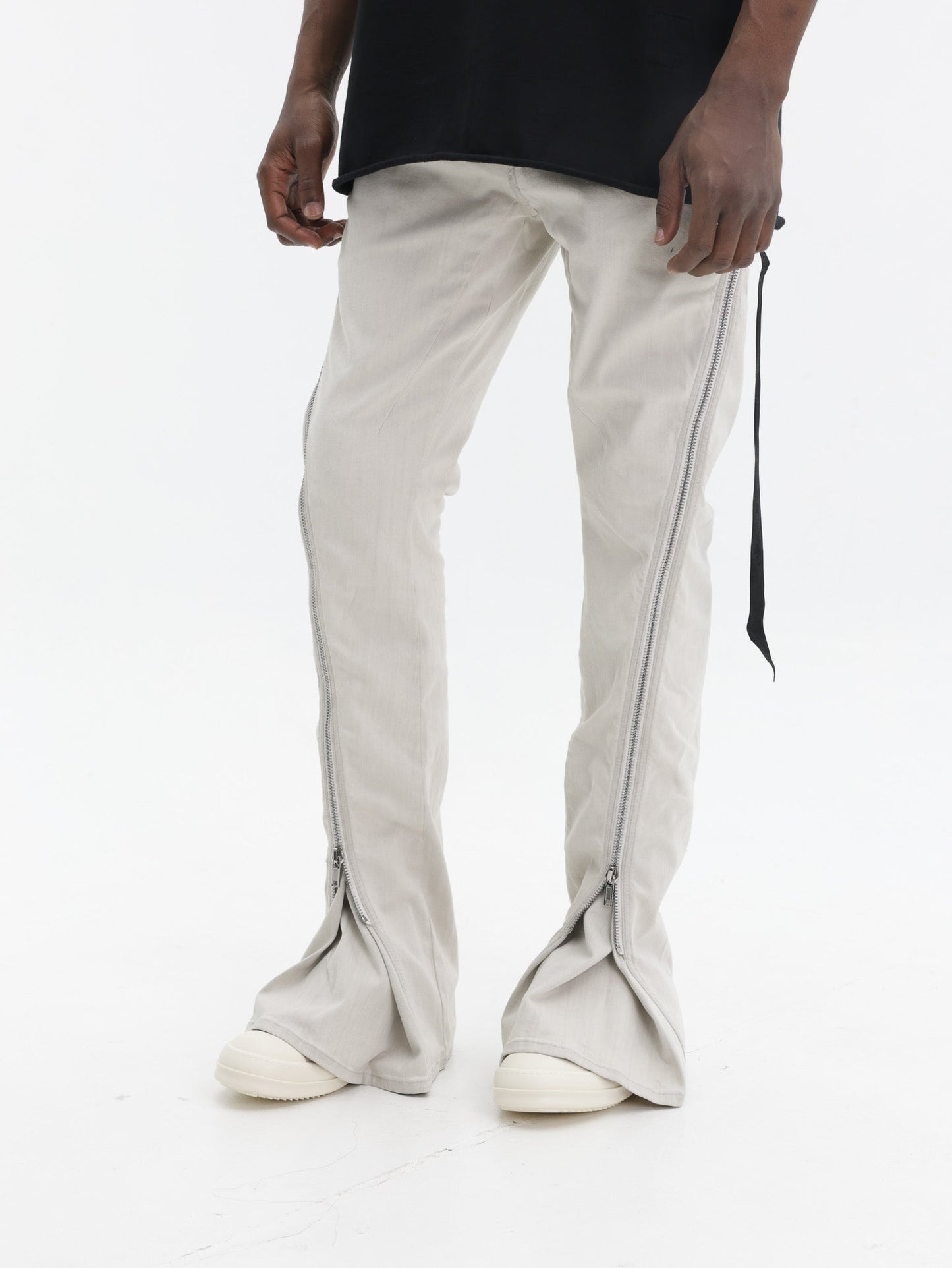 Rick Owens Pants Zipped Pockets Light Grey