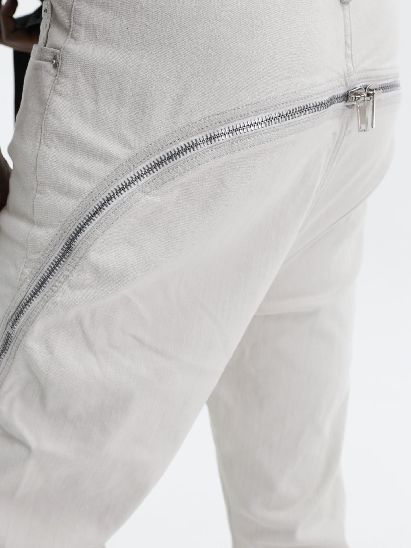 Rick Owens Pants Zipped Pockets Light Grey