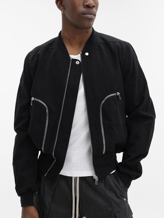 Rick Owens Jacket Silver Zip Pockets Black