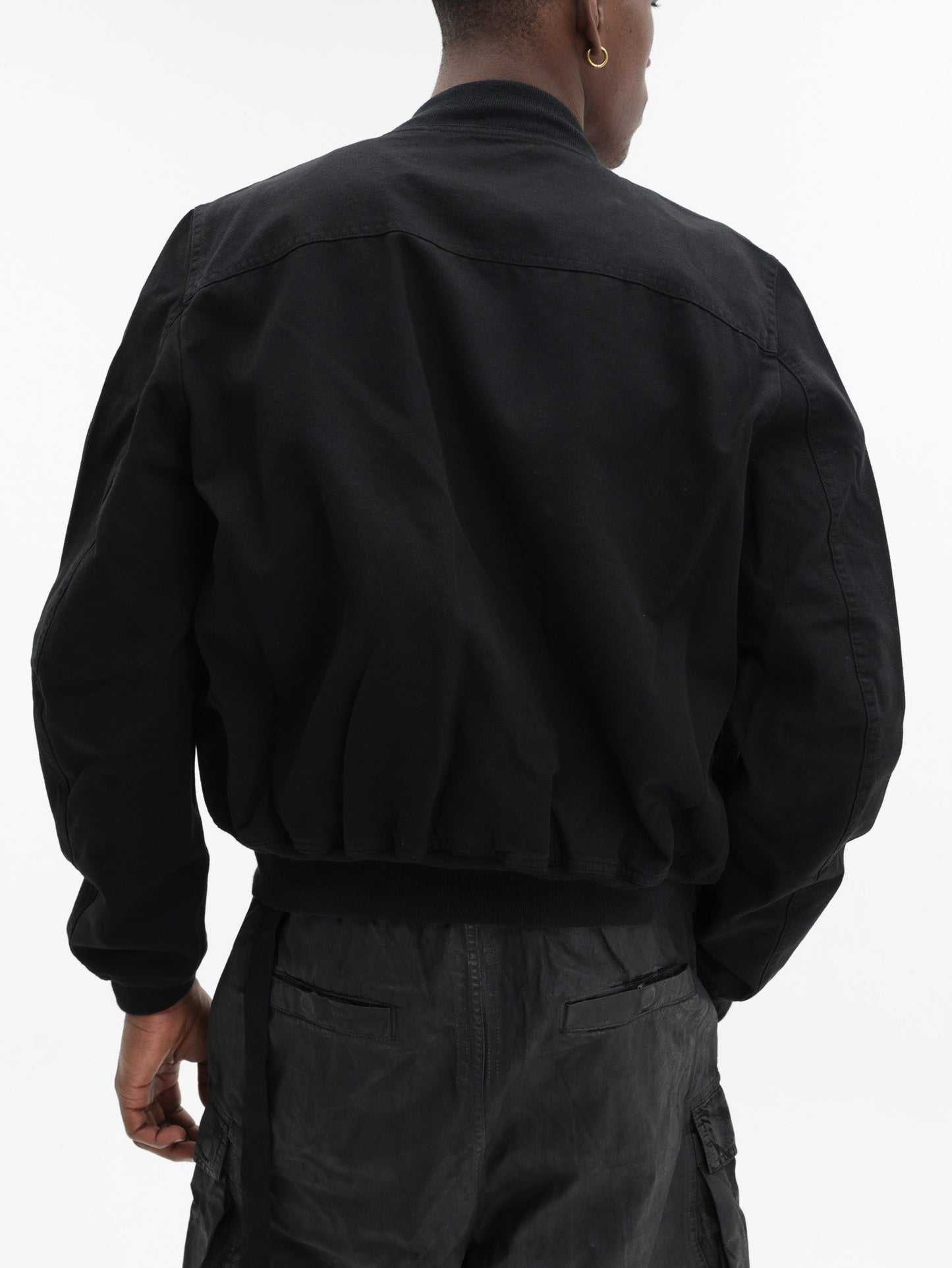 Rick Owens Jacket Silver Zip Pockets Black