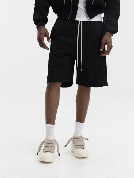 Rick Owens Shorts White Draw String Black