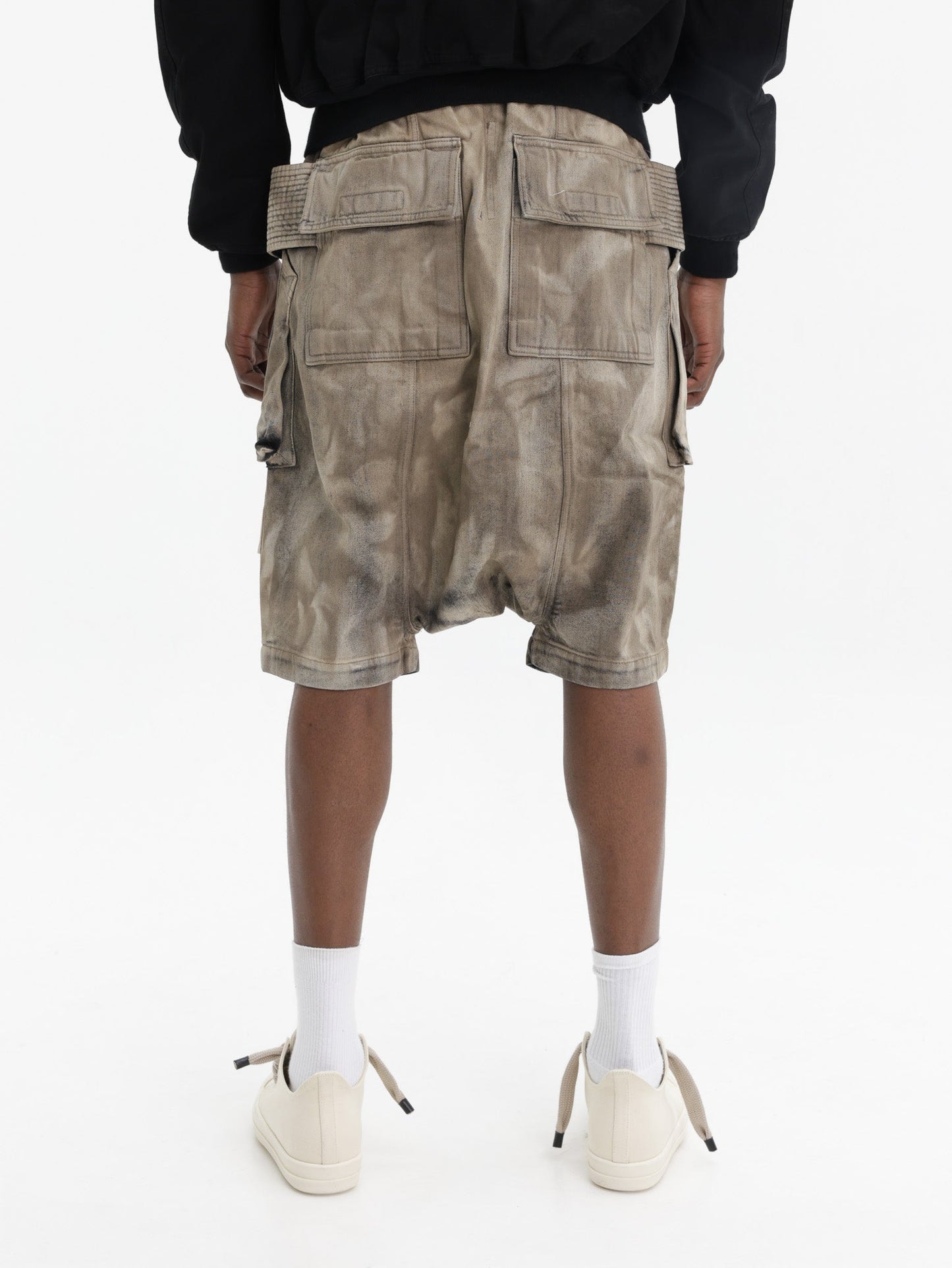 Rick Owens Shorts Ribbed Pocket Grey Camo