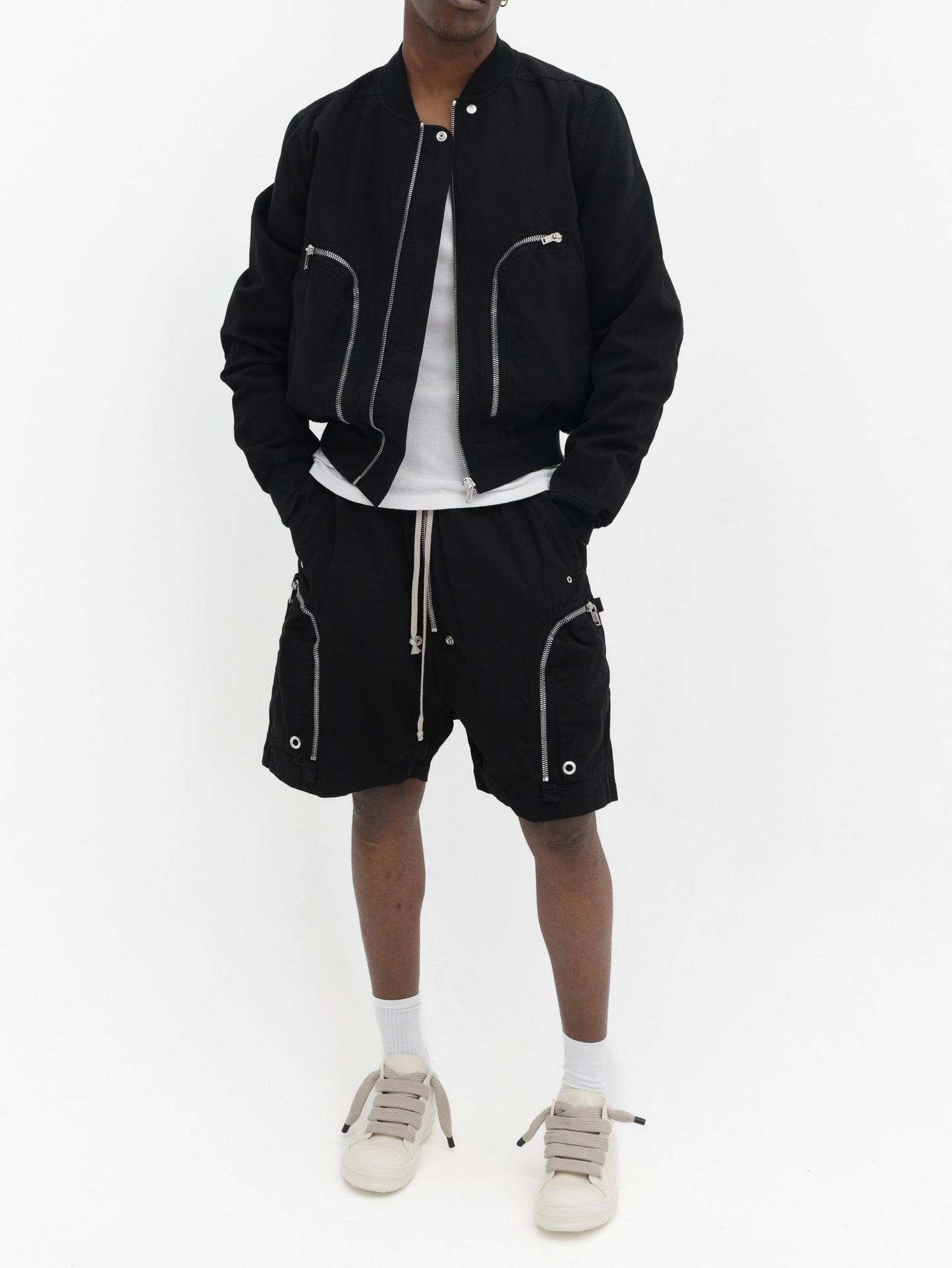Rick Owens Shorts Zipped Pockets Black