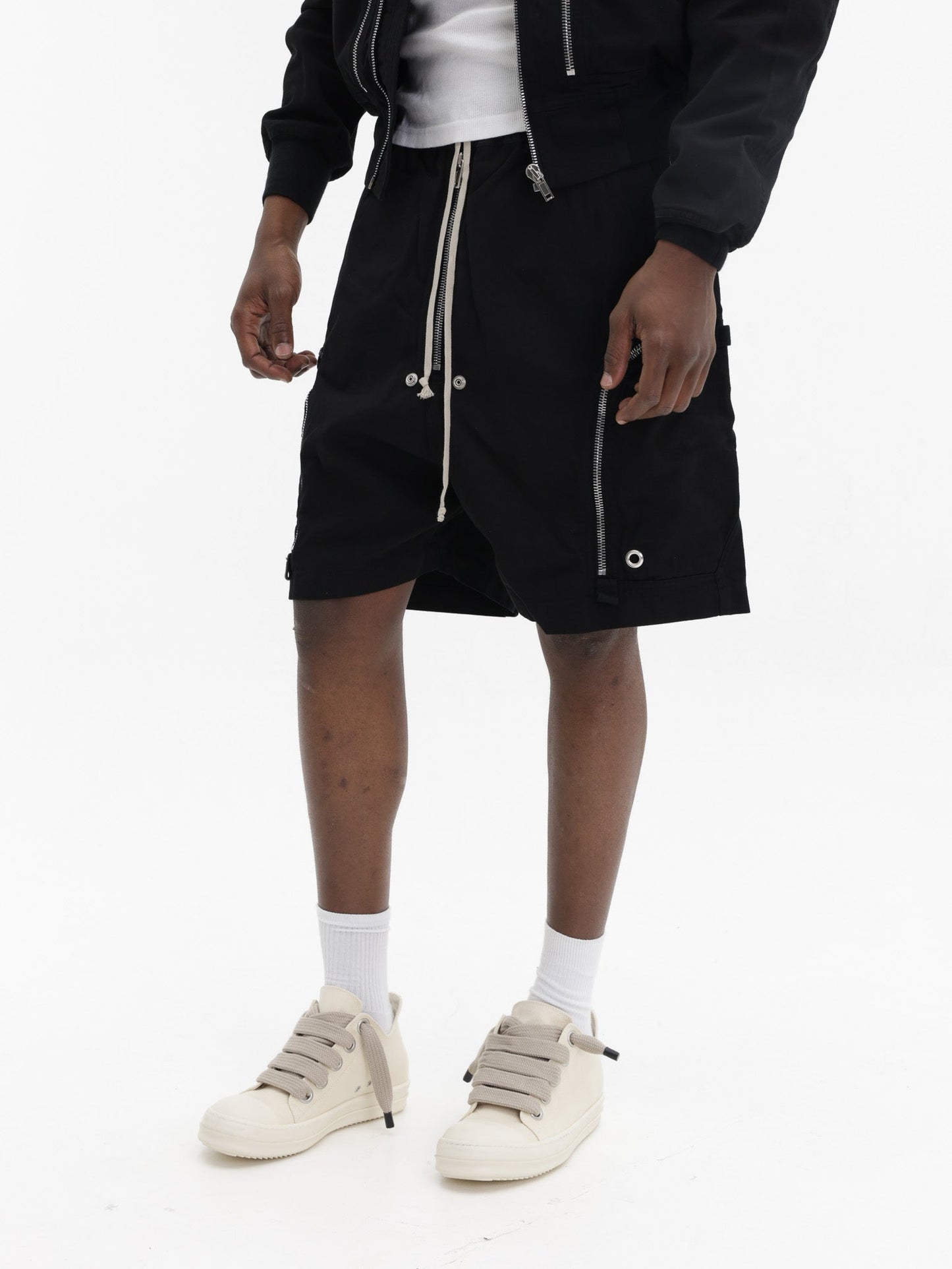 Rick Owens Shorts Zipped Pockets Black