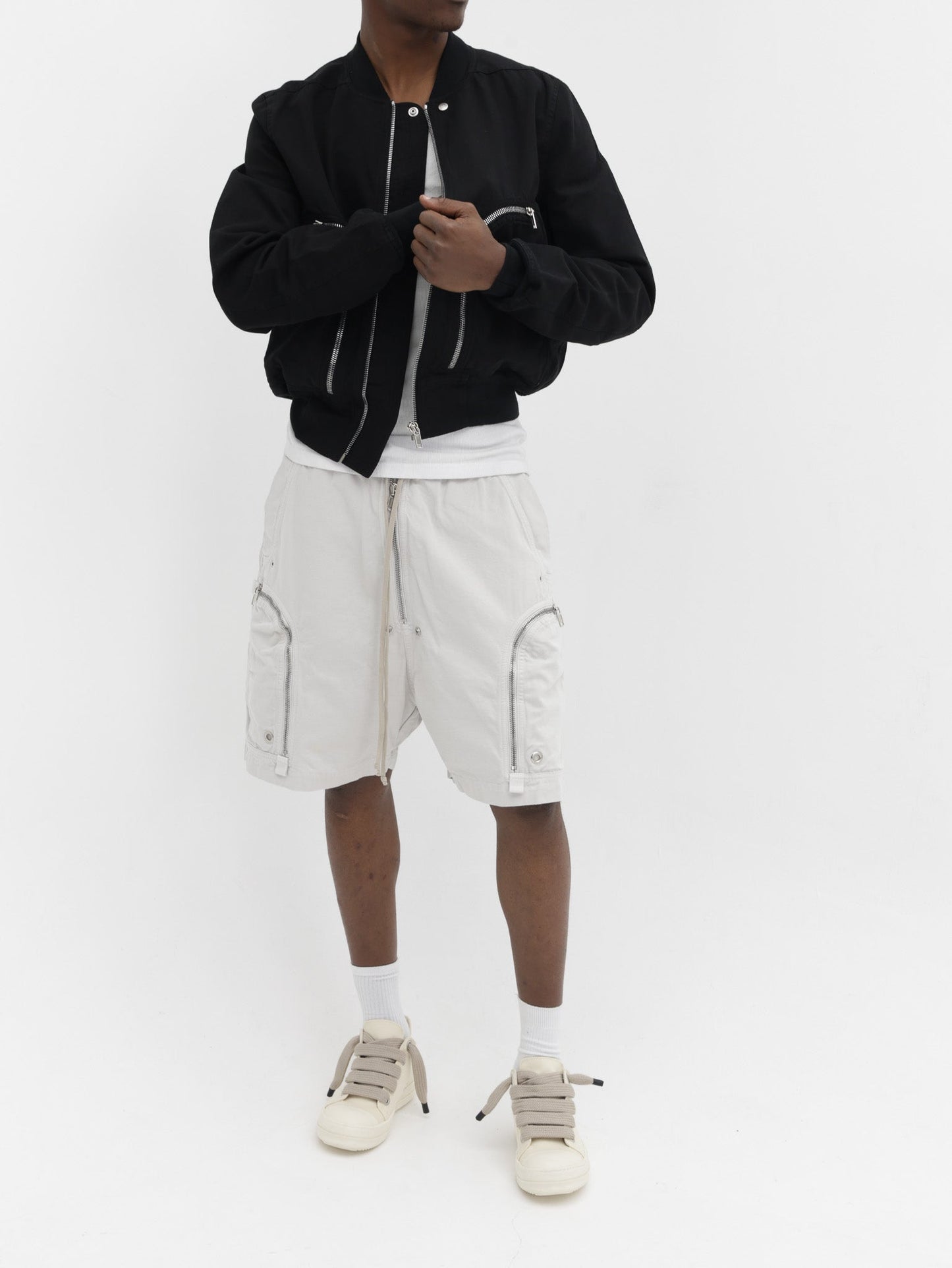 Rick Owens Shorts Zipped Pockets White